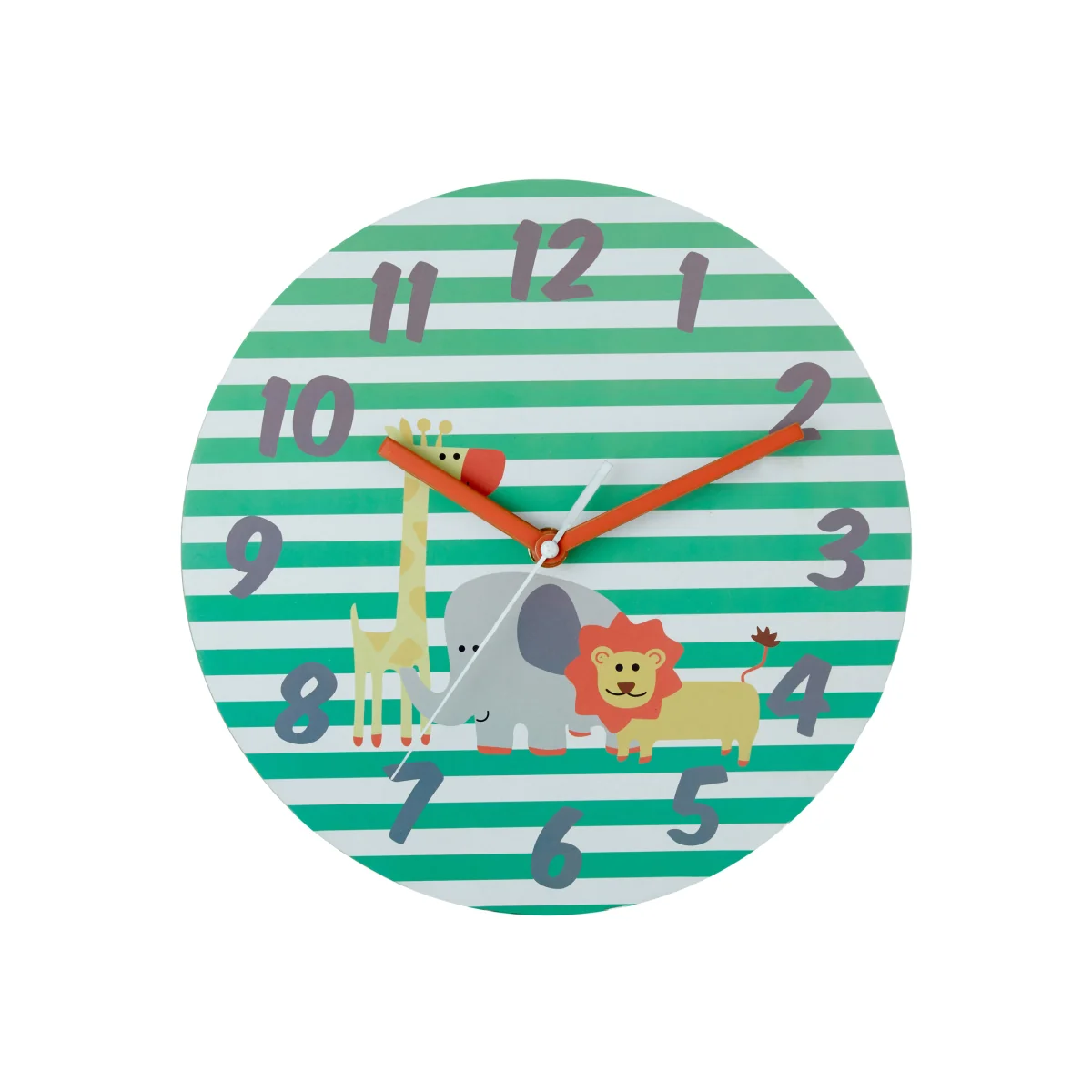 Kids 25cm Dia Safari Wall Clock - Green