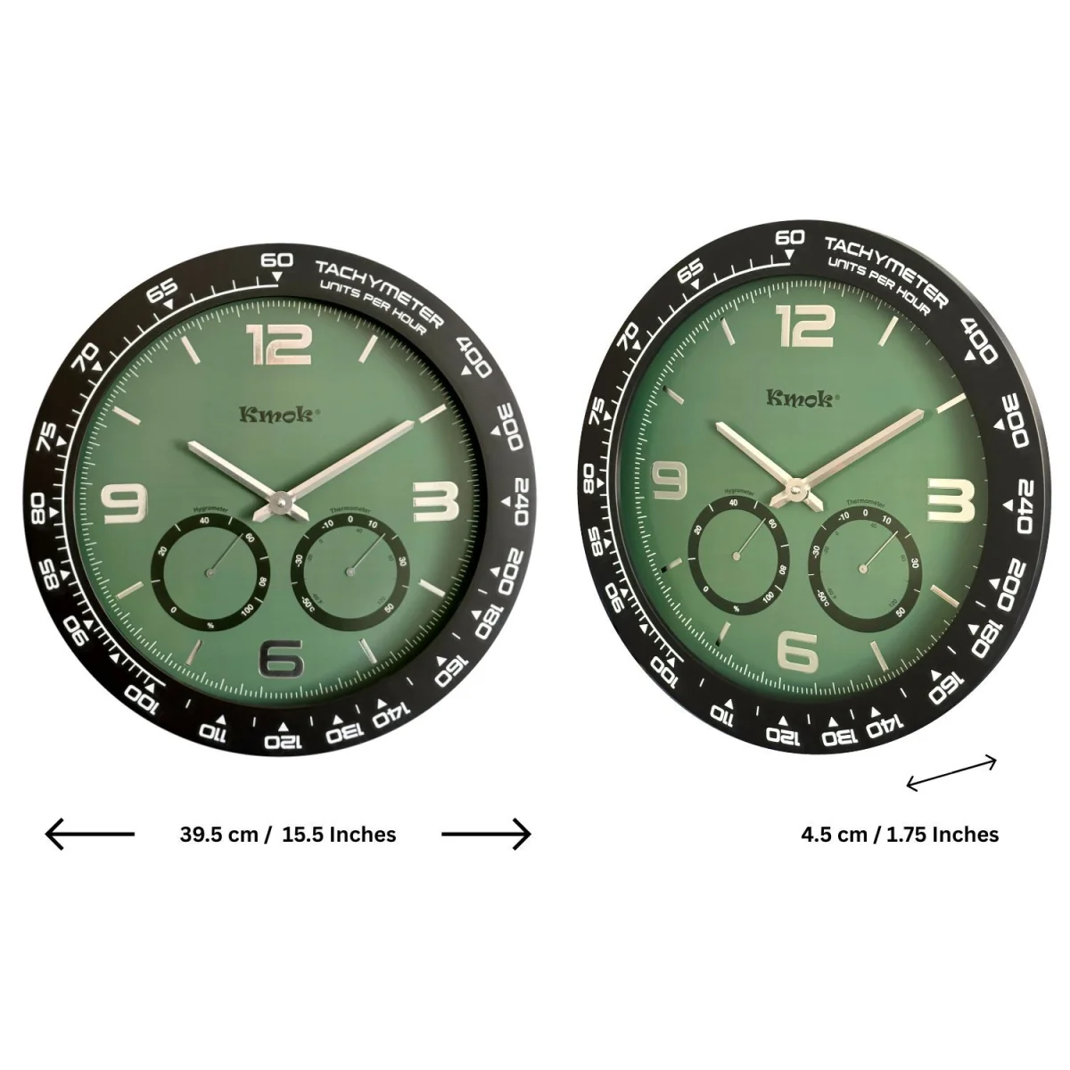 Kmok 40 cm Indoor Silent Wall Clock - Green – image 4