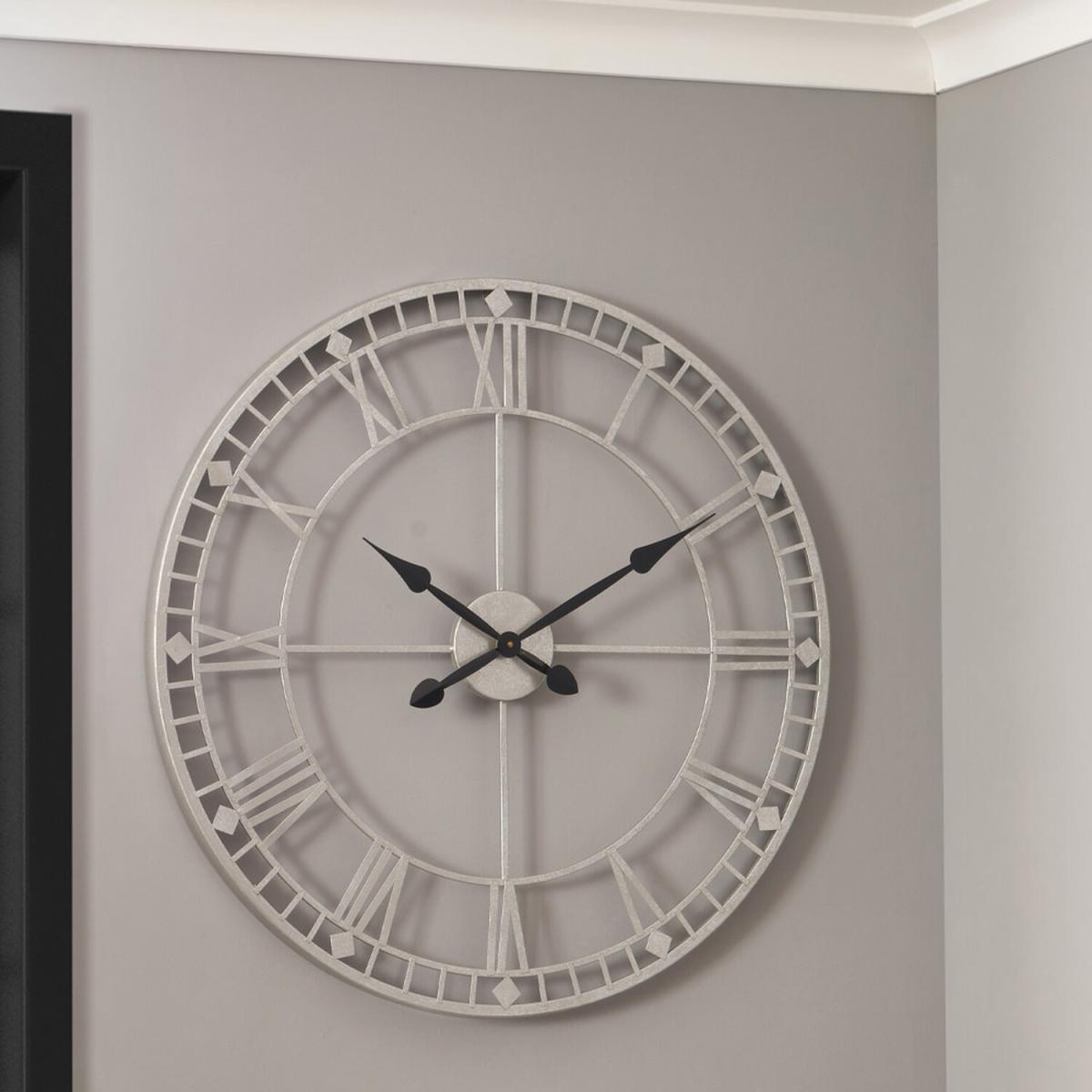 Metal Round Skeletal Wall Clock - White – image 2