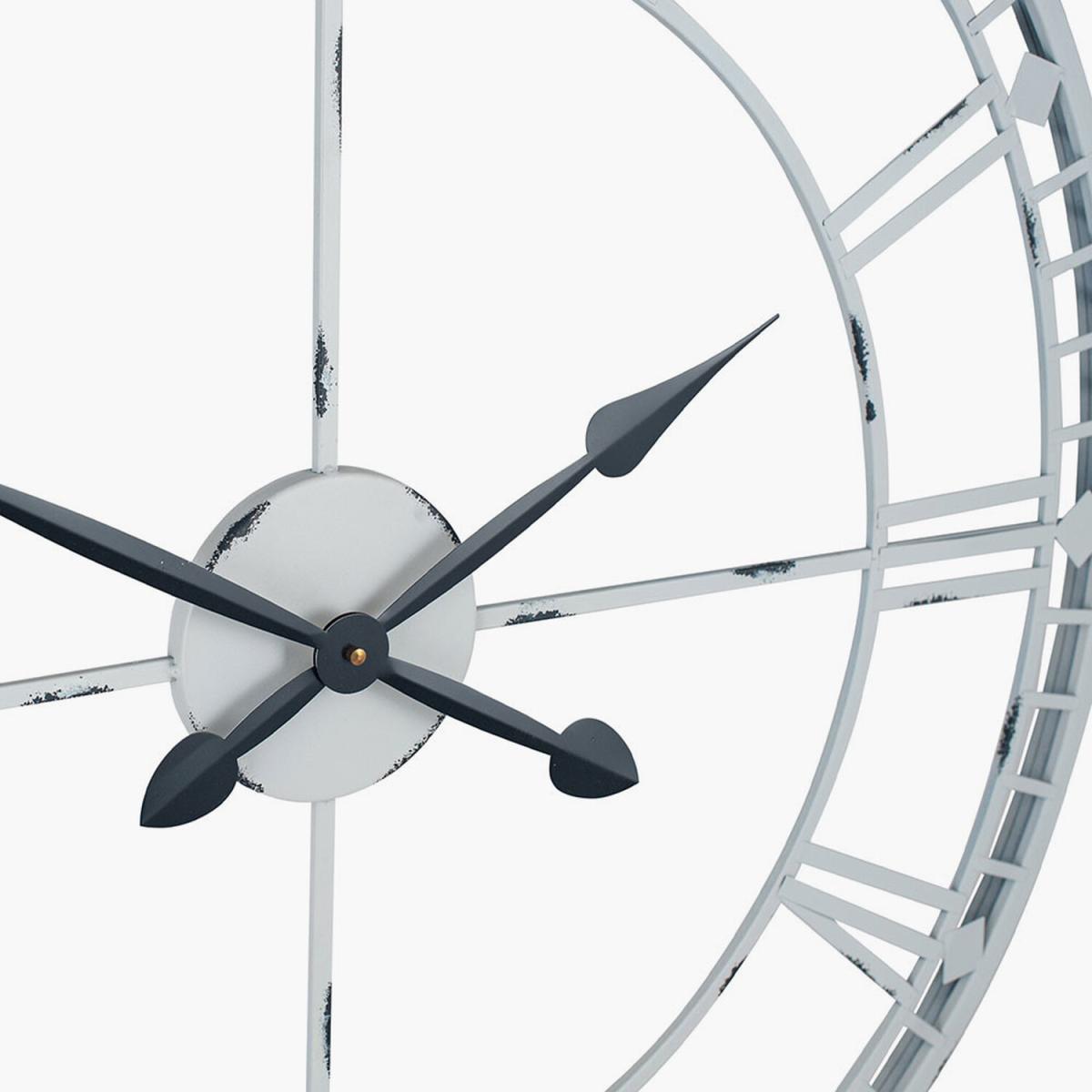 Metal Round Skeletal Wall Clock - White – image 3
