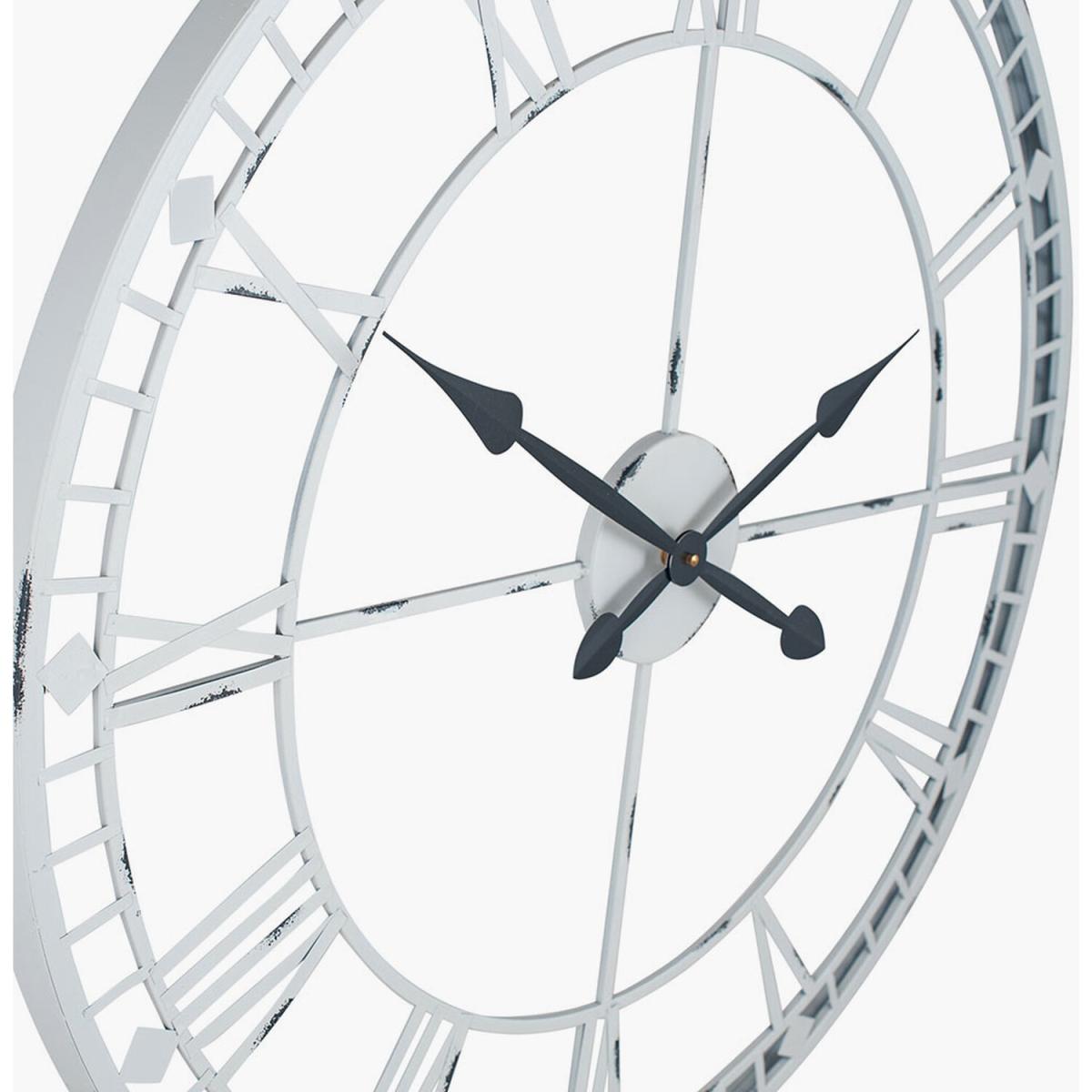 Metal Round Skeletal Wall Clock - White – image 4
