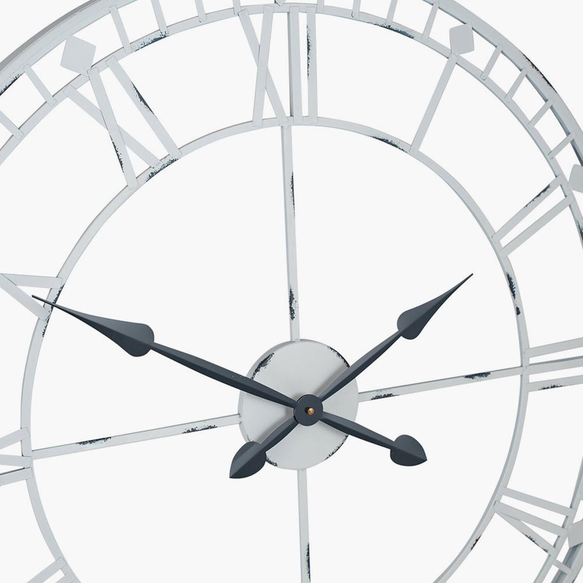 Metal Round Skeletal Wall Clock - White – image 5