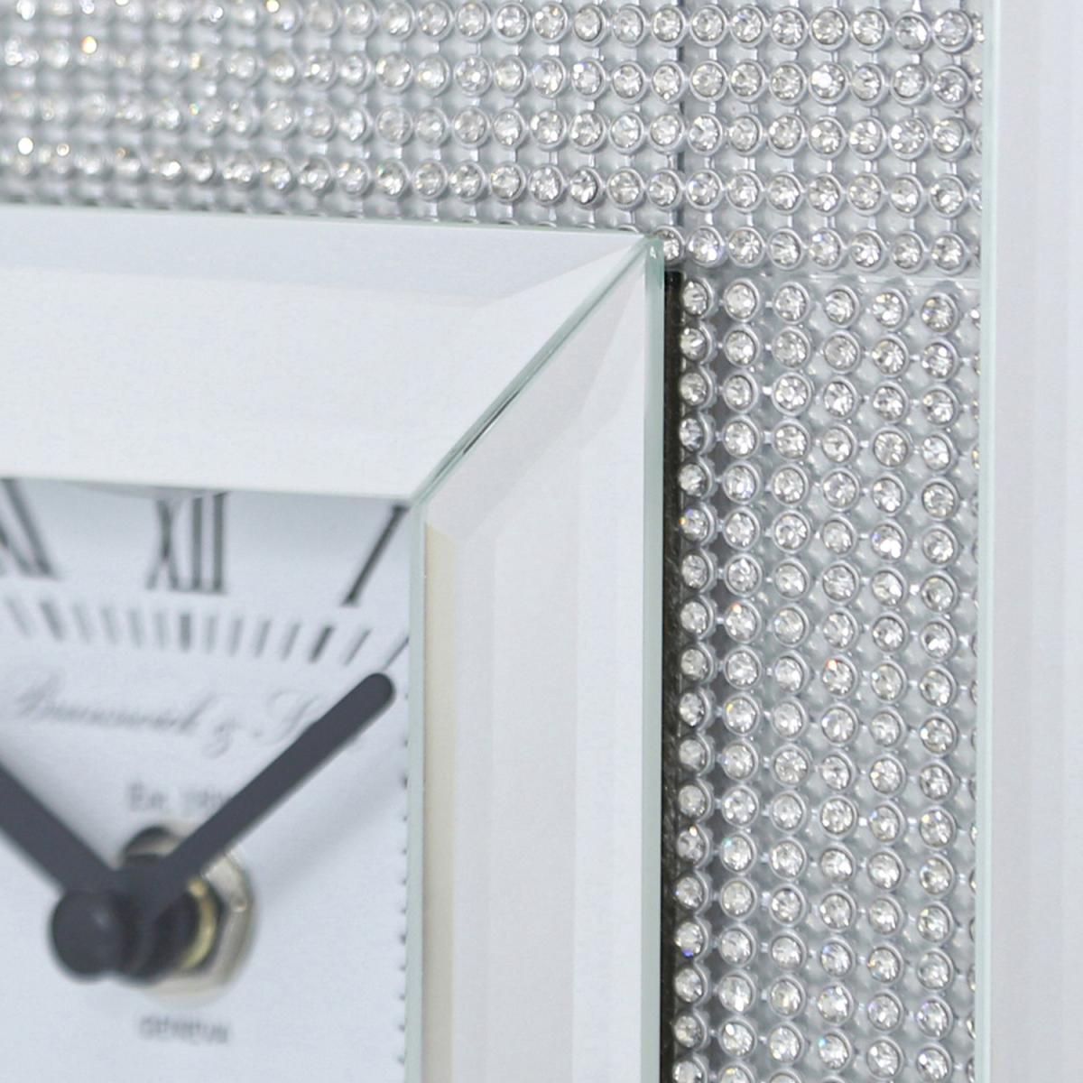 Glitter Mirror Square Table Clock - Silver – image 2