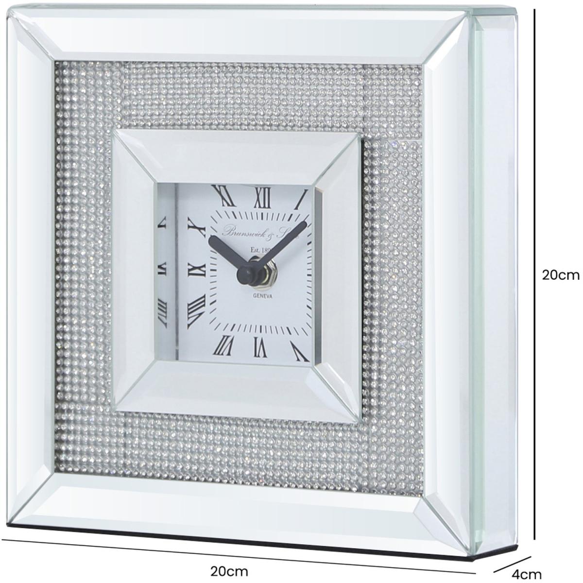 Glitter Mirror Square Table Clock - Silver – image 3