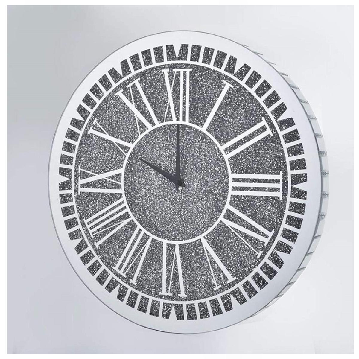 Crushed Crystal Jewel Round Wall Clock - Silver – image 3