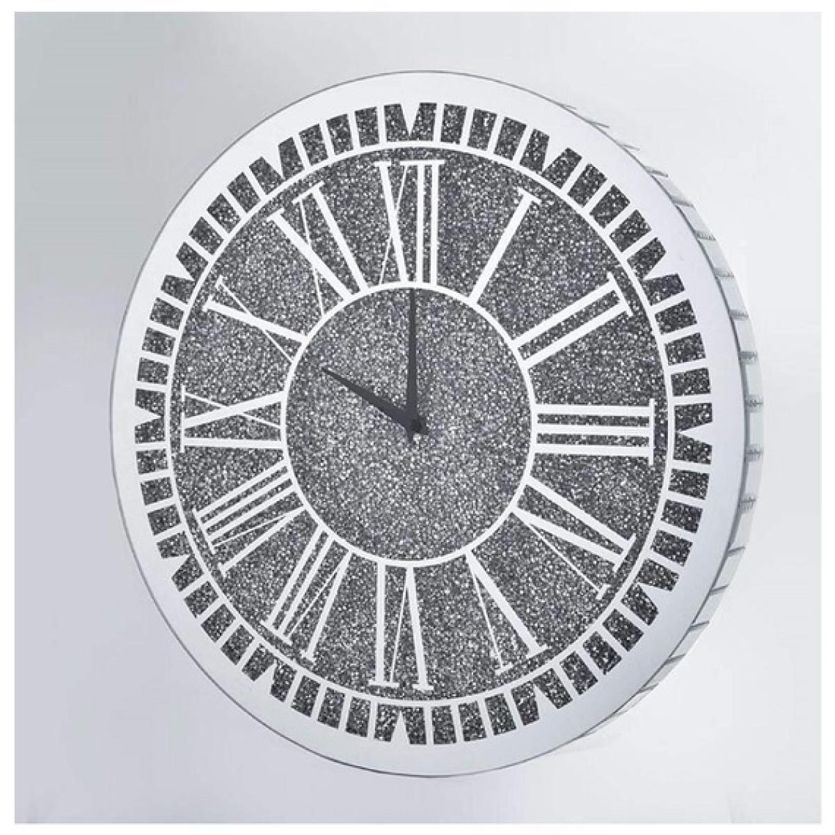 Crushed Crystal Jewel Round Wall Clock - Silver – image 1