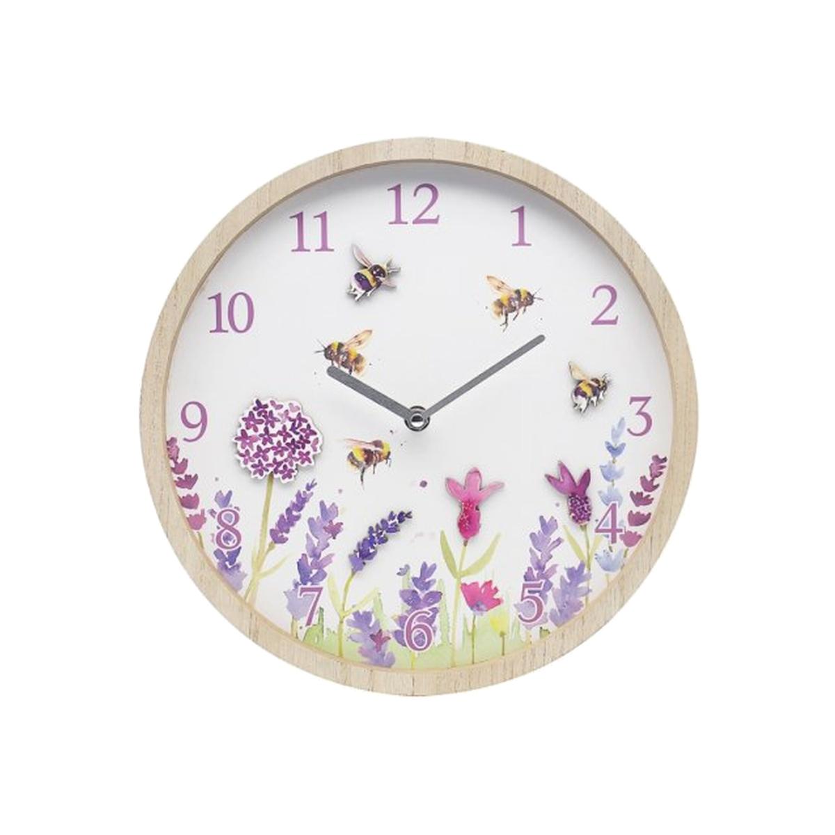 Lavender And Bees Clock - White