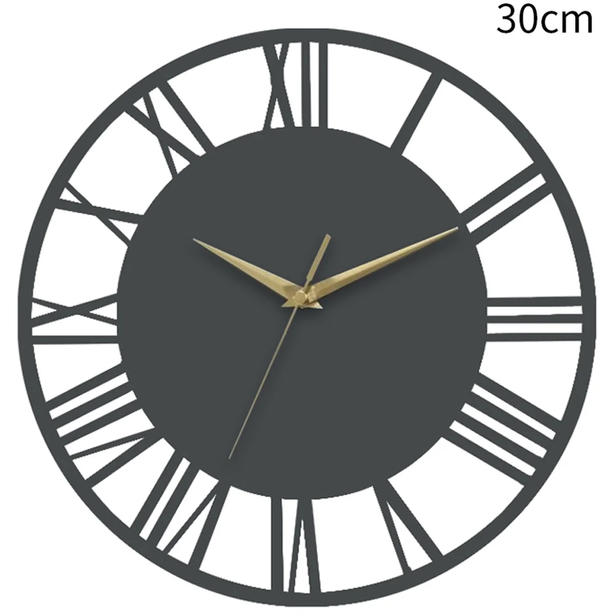 Silent Round Wooden Roman Numeral Clock - Grey – image 4