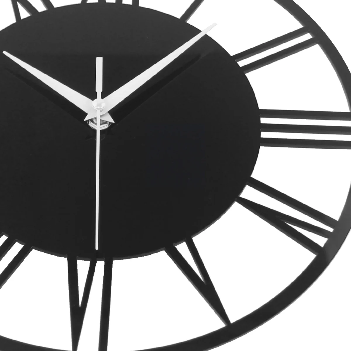Silent Round Wooden Roman Numeral Clock - Grey – image 5