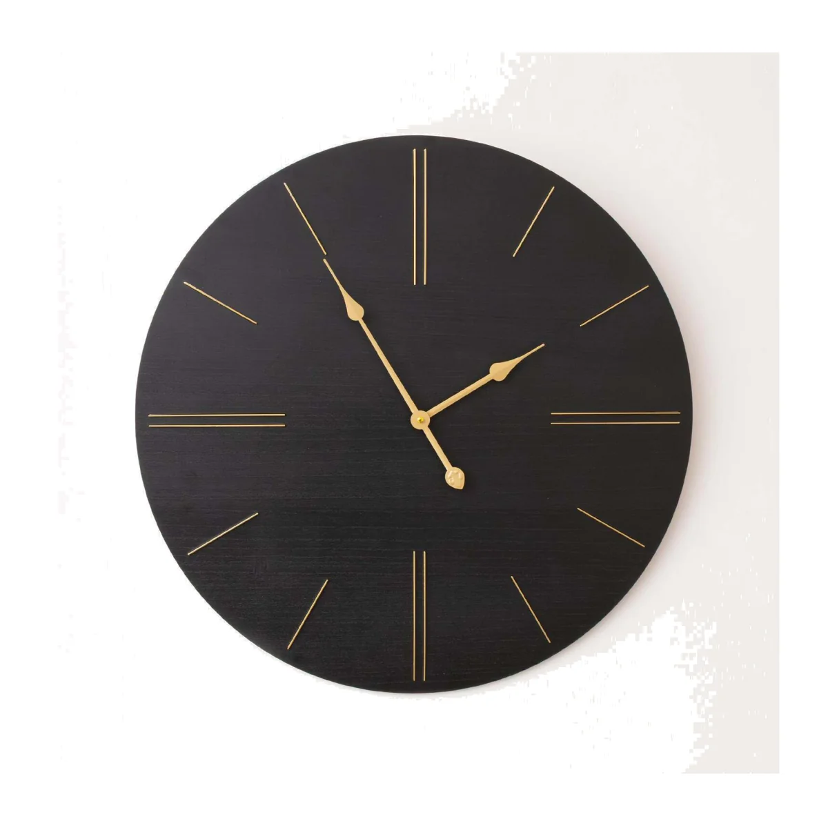 Large Black Wooden Grain & Gold Detailed Wall Clock - 70cm X 70cm – image 1