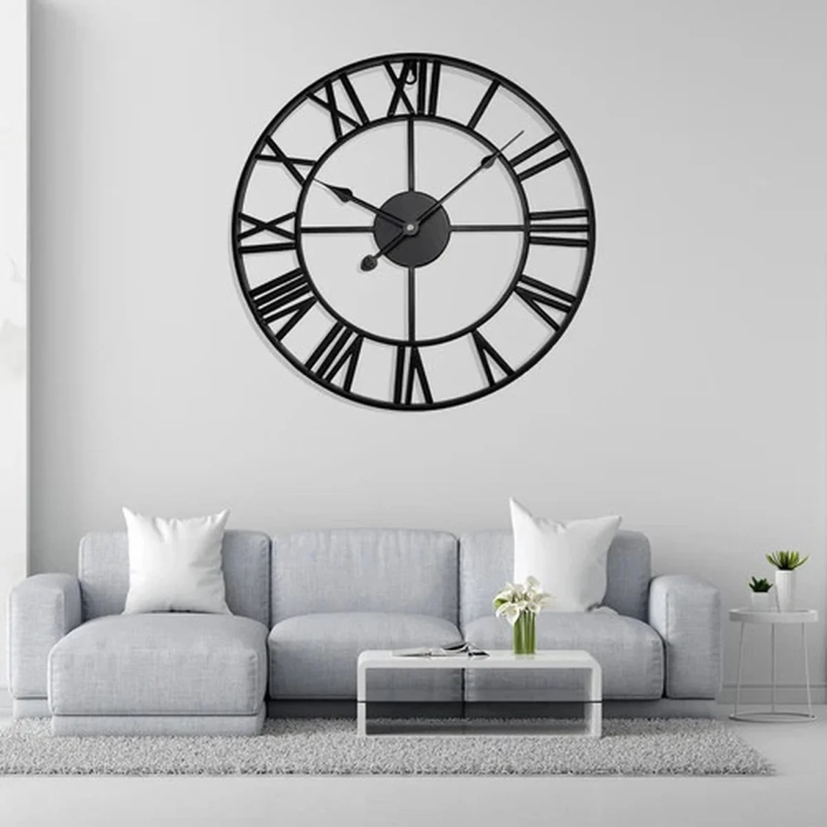 60CM Large Skeleton Metal Roman Wall Clock - Black – image 2