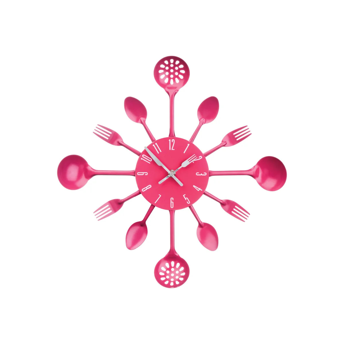 Romero 33cm Dia Hot Pink Cutlery Metal Wall Clock - Pink