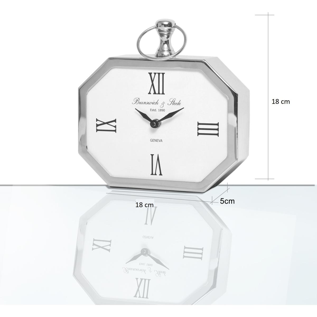 Metal Hexagon Mantle Chrome Table Clock - Silver – image 2