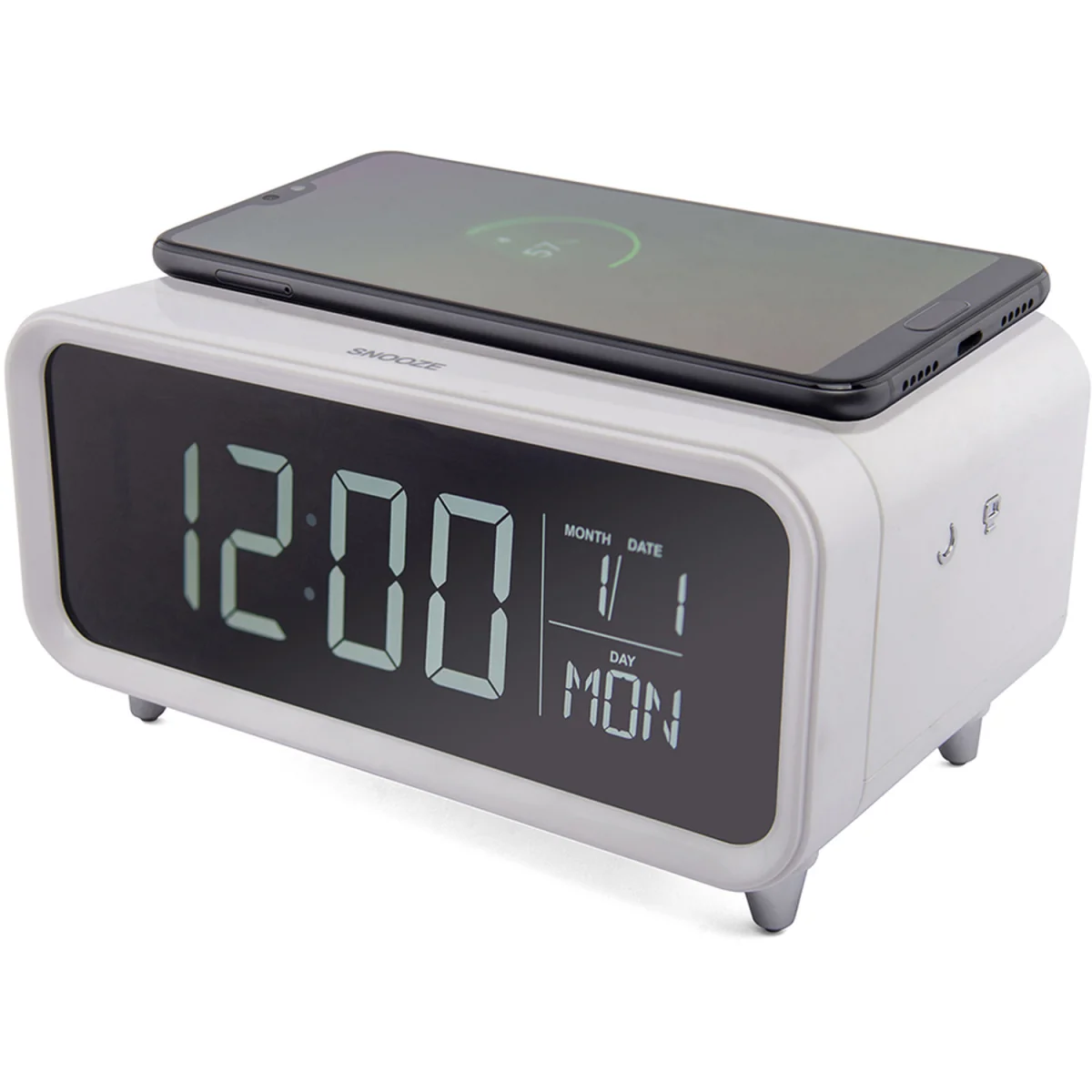 Groove Athena Alarm Clock with Wireless Charging Pad and Night Light White - Black – image 5