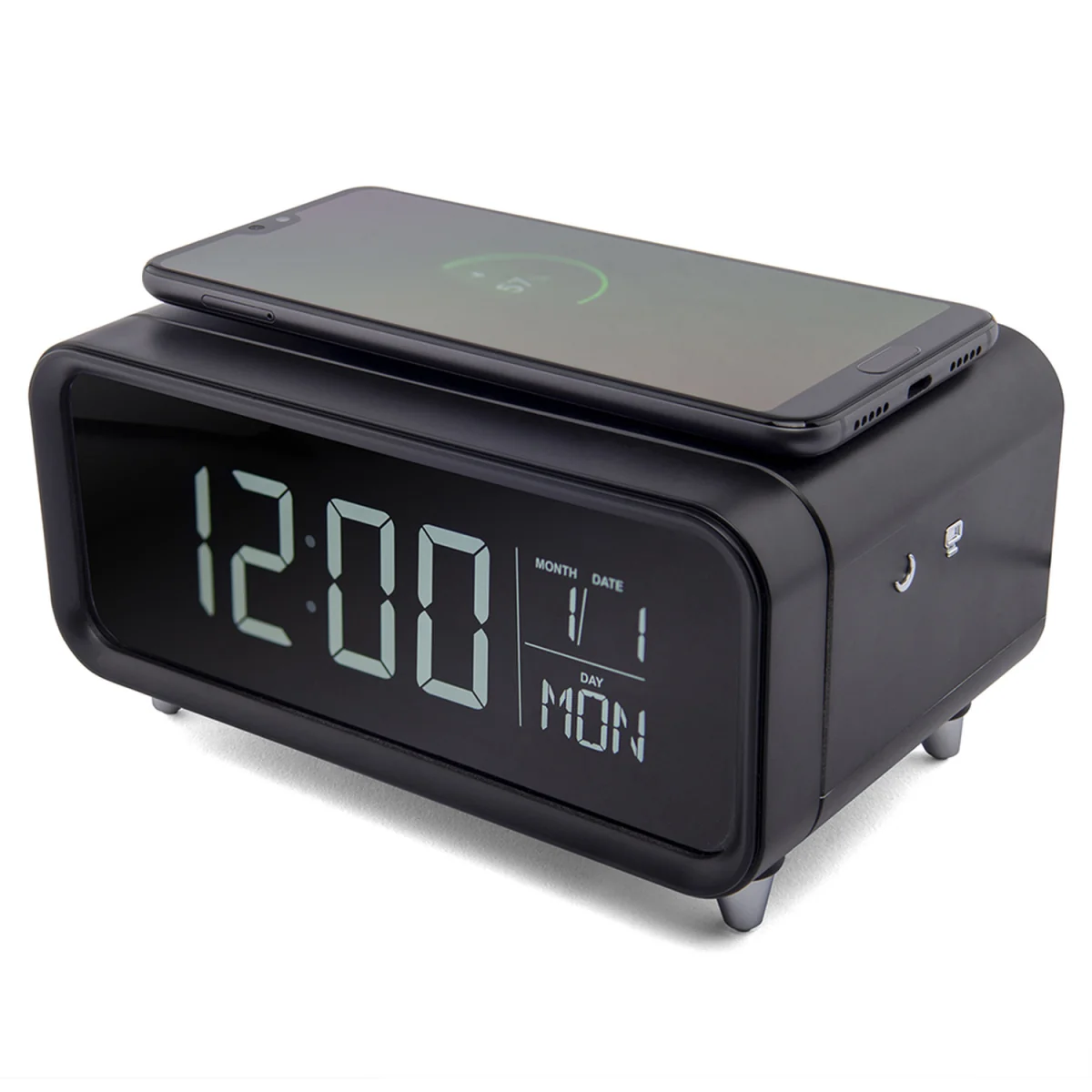 Groove Athena Alarm Clock with Wireless Charging Pad and Night Light White - Black – image 8