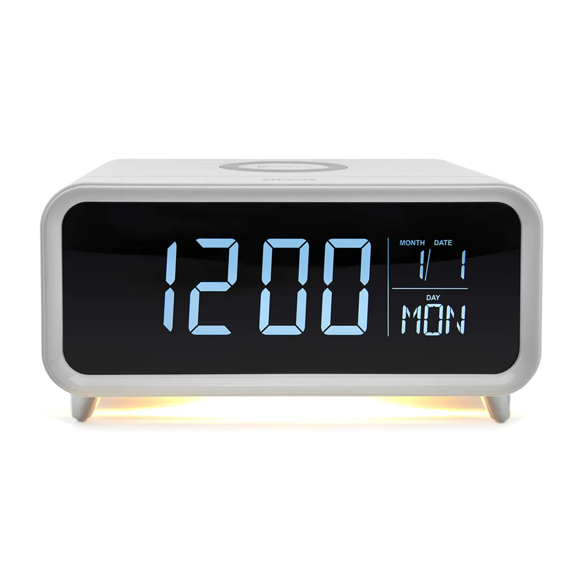 Groove Athena Alarm Clock with Wireless Charging Pad and Night Light White - Black – image 1