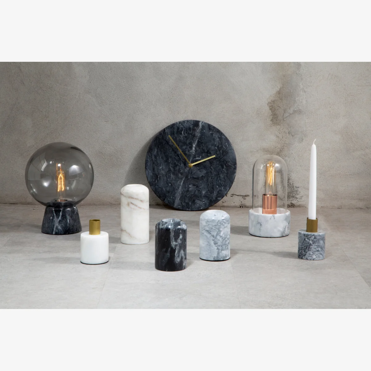 Lamonte 30cm Dia Black Marble Wall Clock - Black – image 1