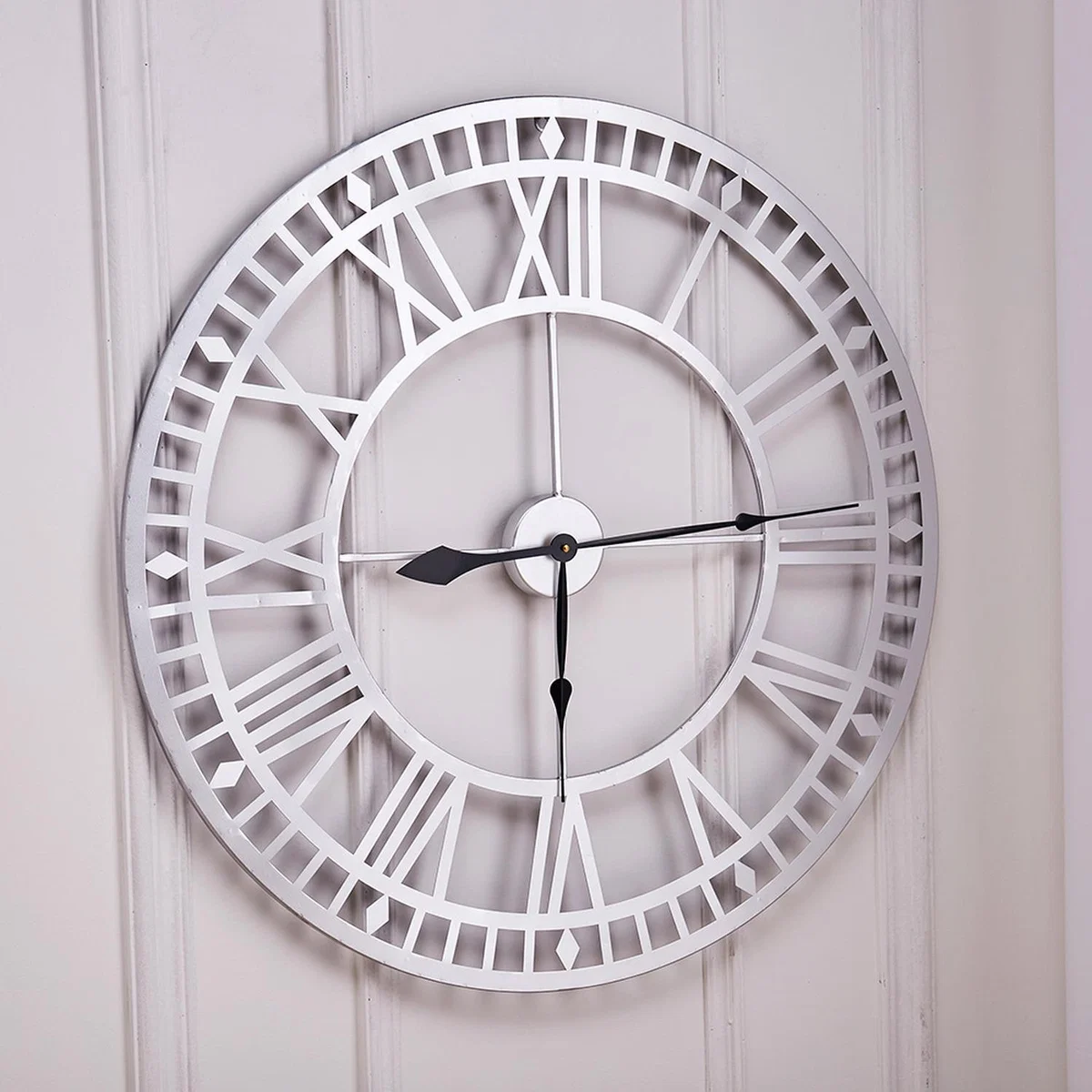 Vintage Style Roman Numerals Hanging Clock - Silvery / 80cm – image 1