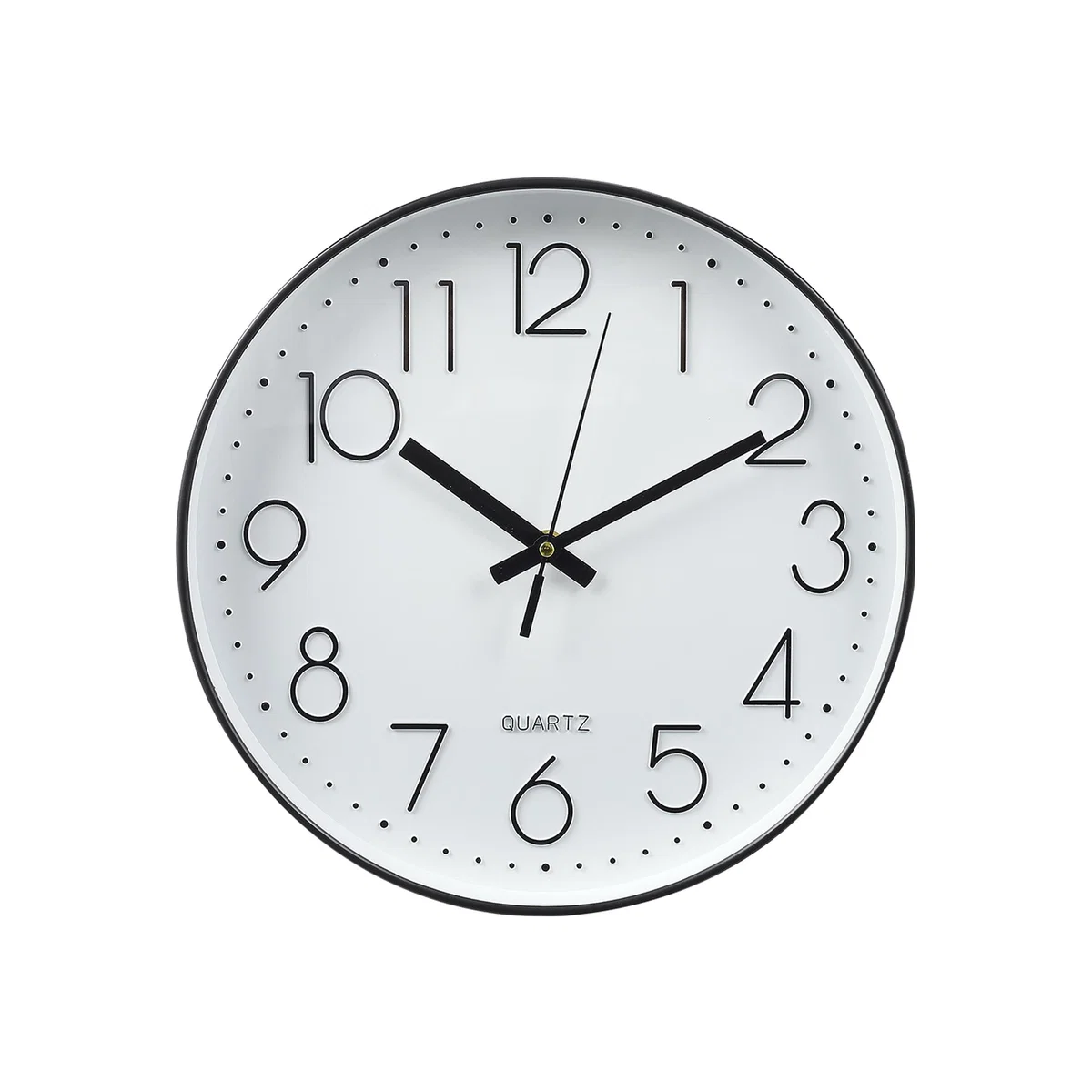 12-Inch Modern Wall Clock with Arabic Numerals - White