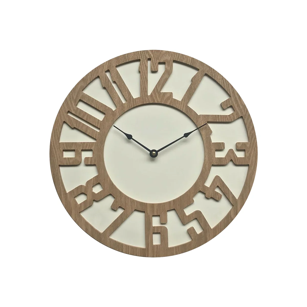 Vitus 40cm Dia Carved Wood Wall Clock - Brown – image 1