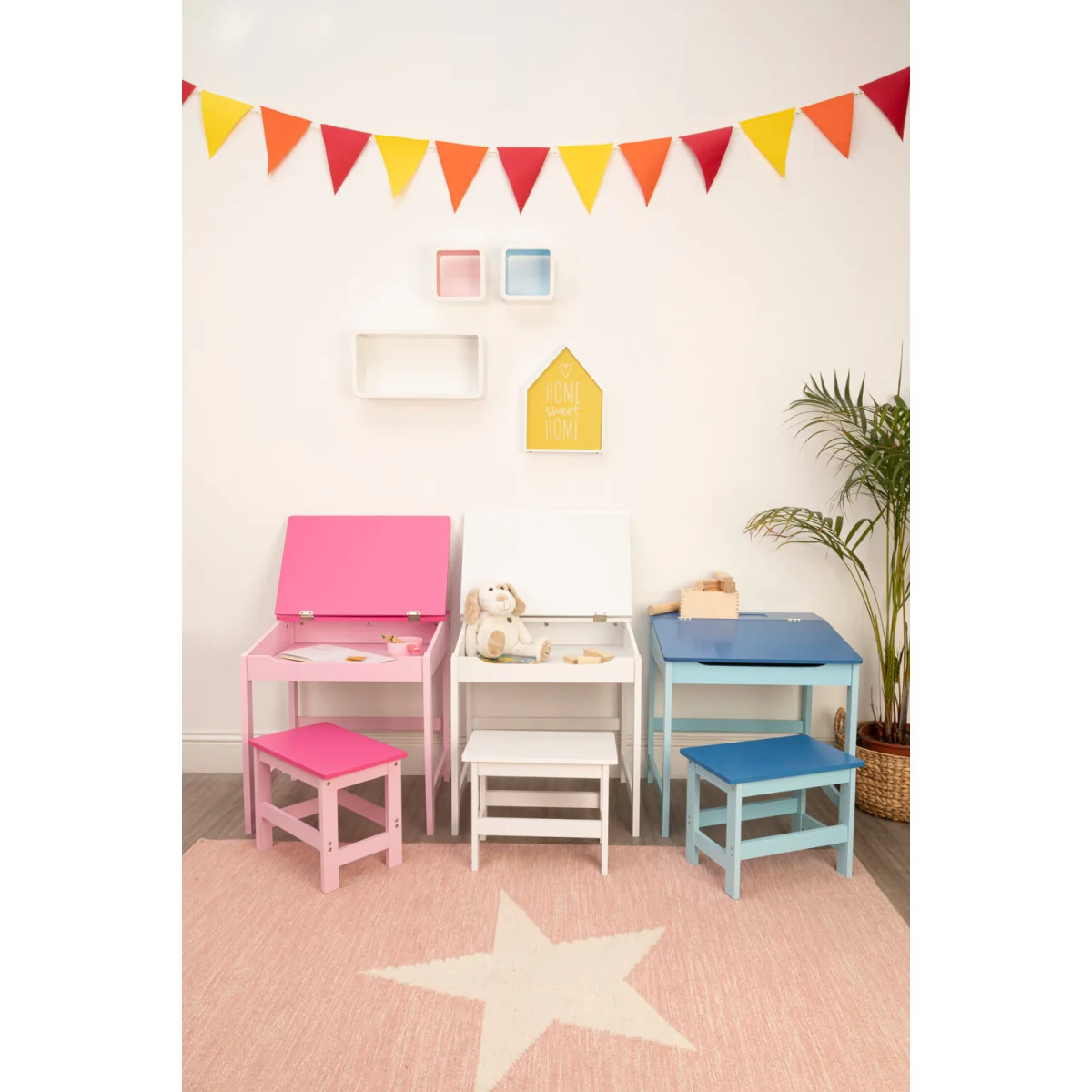 Jordan Childrens White Desk And Stool - White – image 2