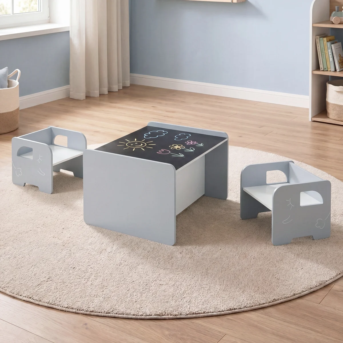 Children's desk and stool set - Grey – image 4
