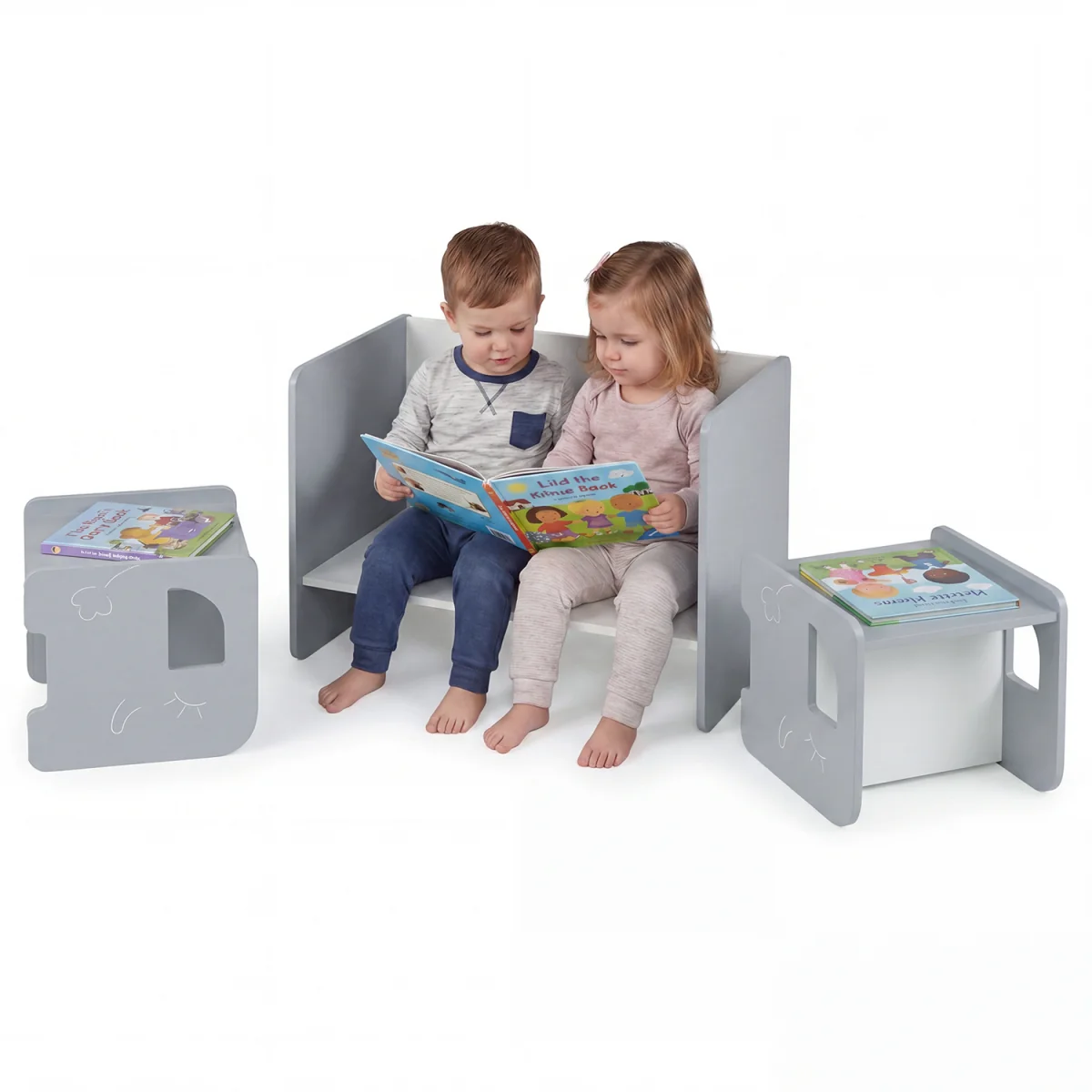 Children's desk and stool set - Grey – image 8