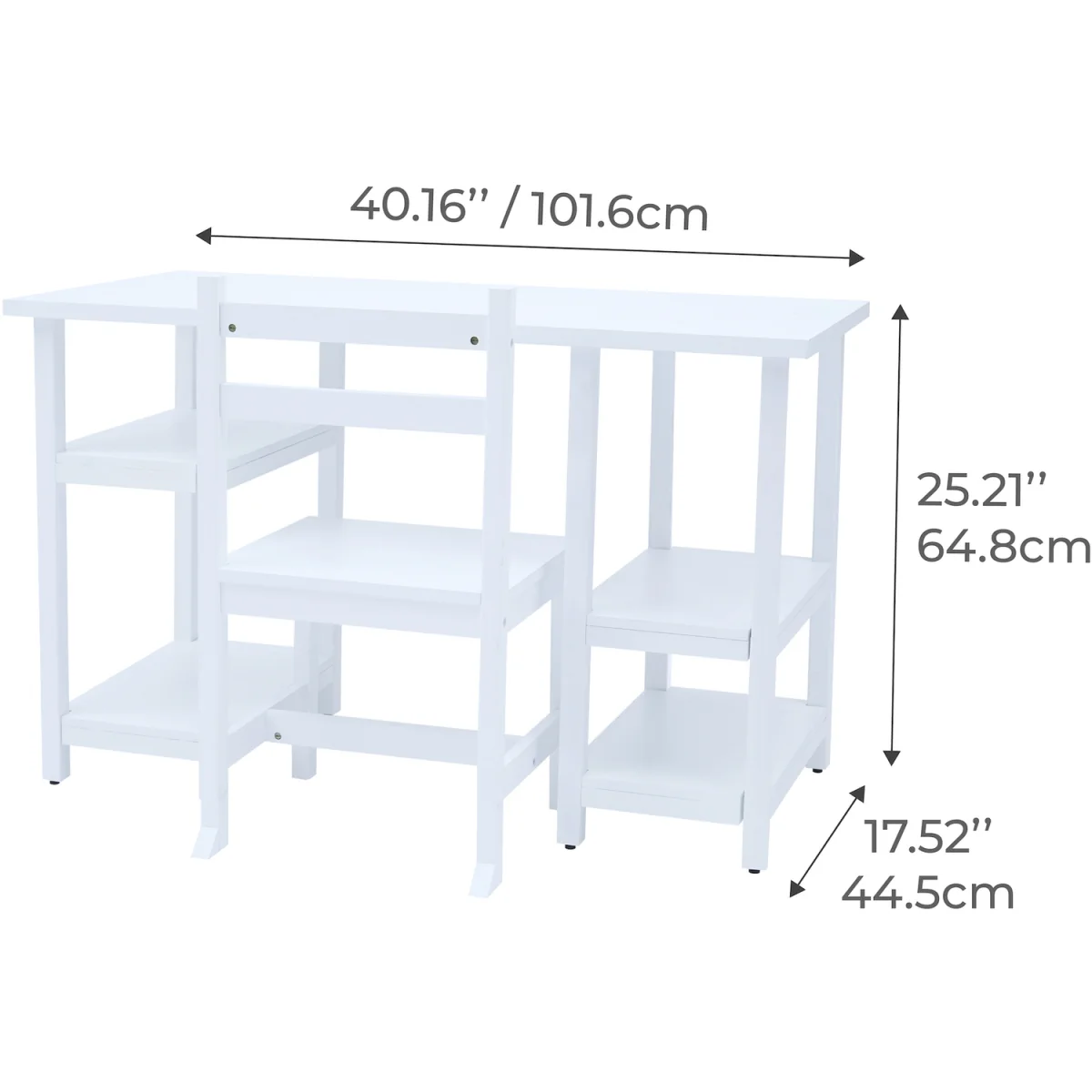 Kids Wooden Desk & Chair Set with Large Desktop and Open Shelving - White – image 2