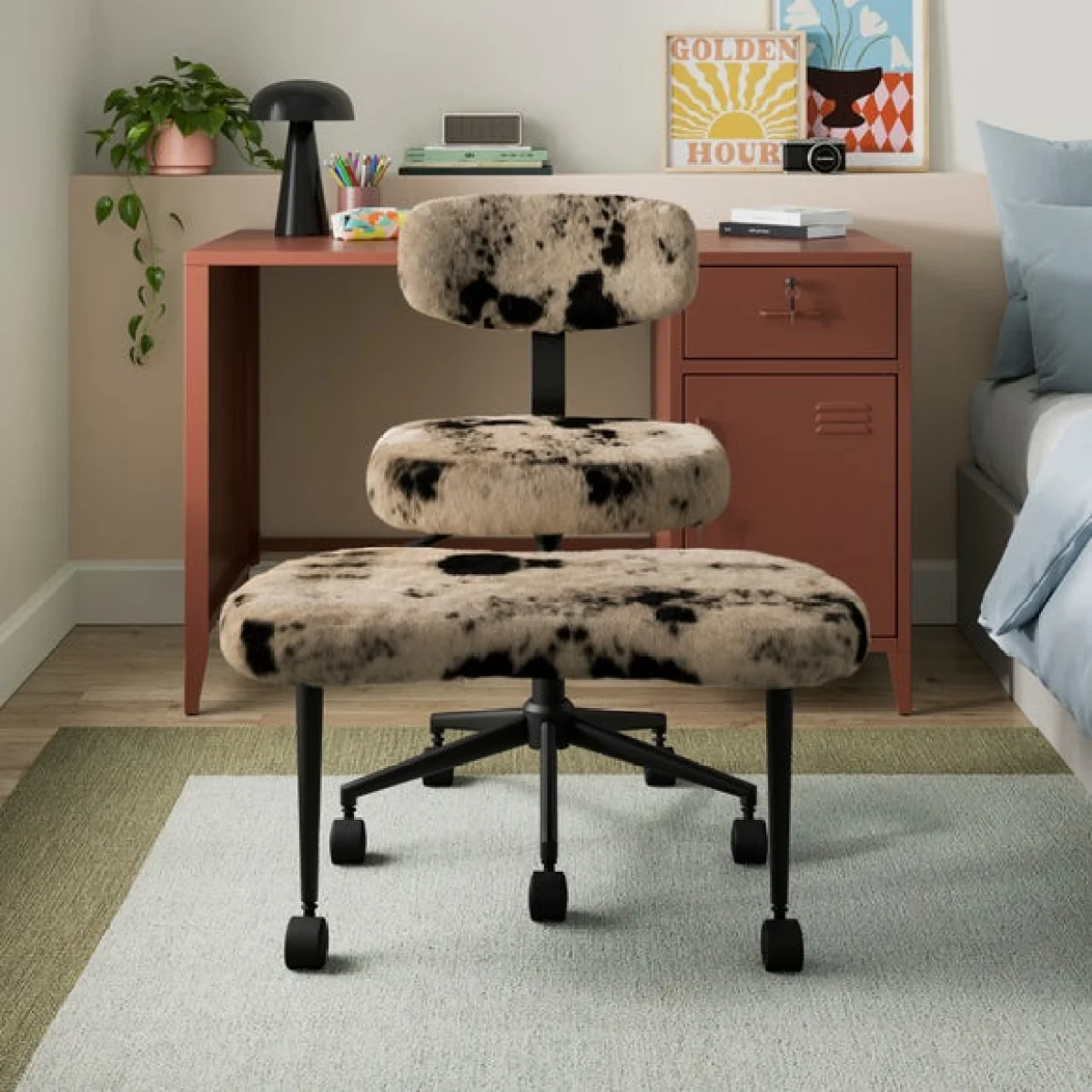 Maisie Meditation Cow Print Office Chair – image 1