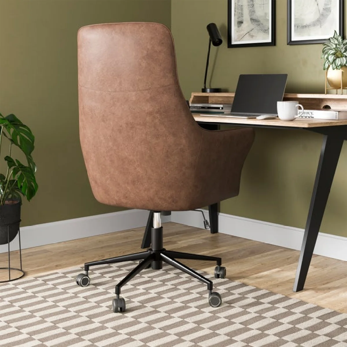 Kingswell Winged Office Chair, Faux Leather – image 2