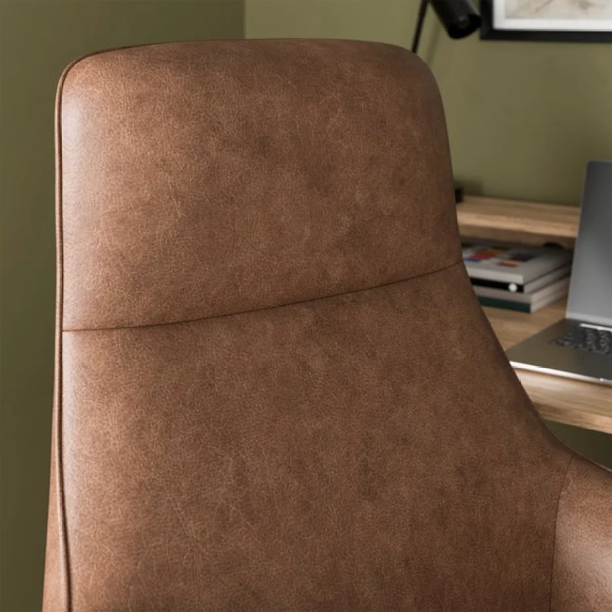 Kingswell Winged Office Chair, Faux Leather – image 3