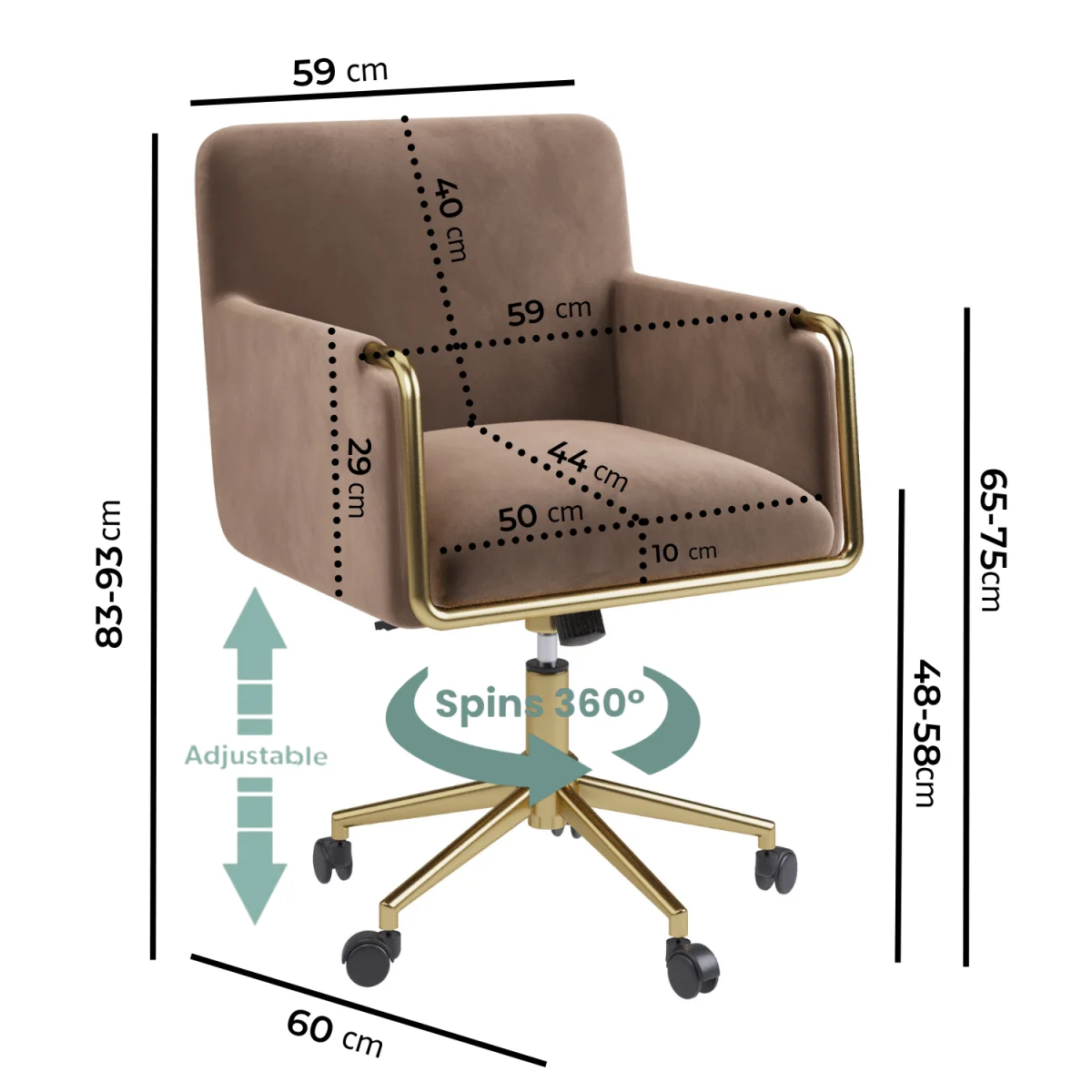 Mink Velvet Office Swivel Tub Chair - Sonny – image 2