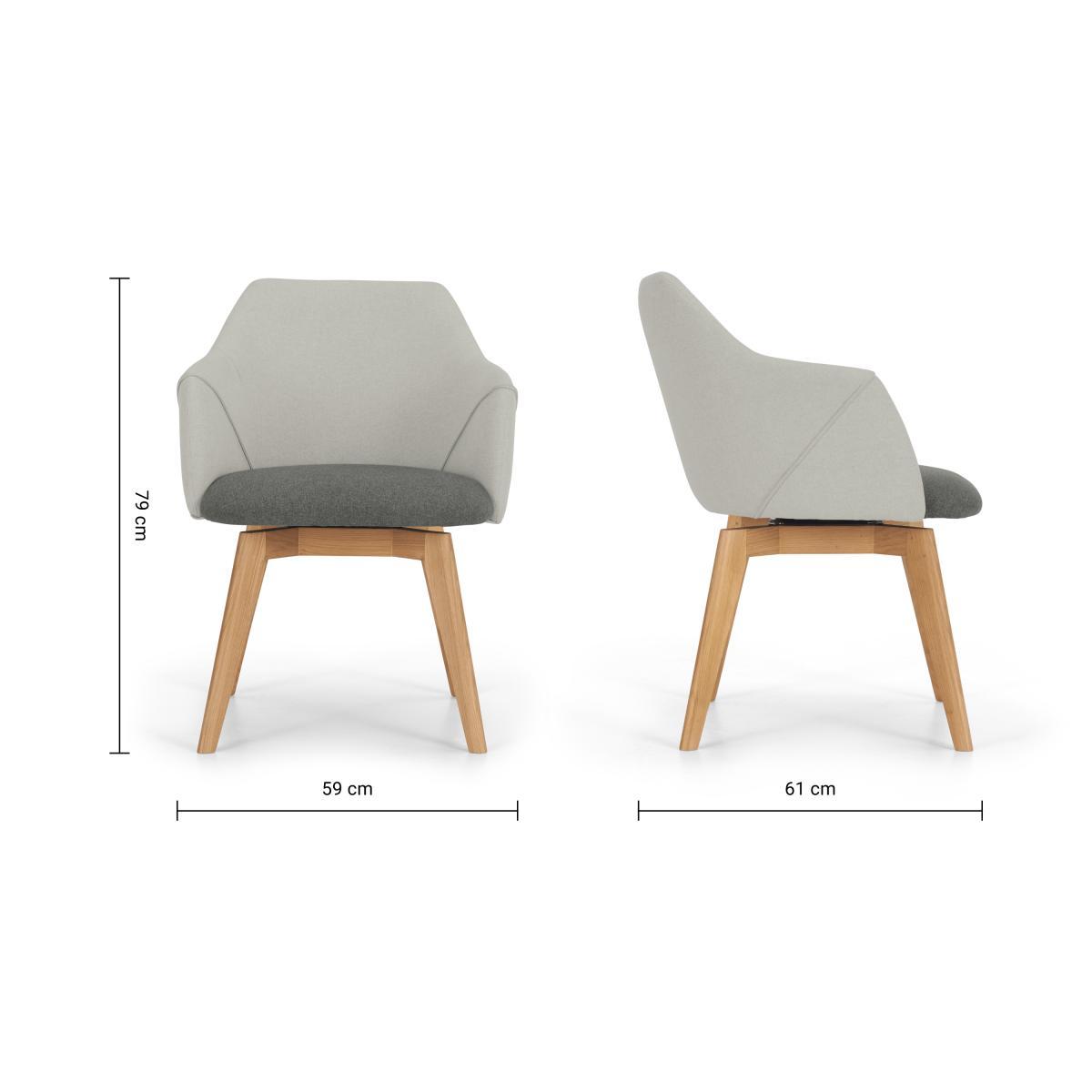 Lule Office Chair, Marl grey and Hail Grey and oak – image 9