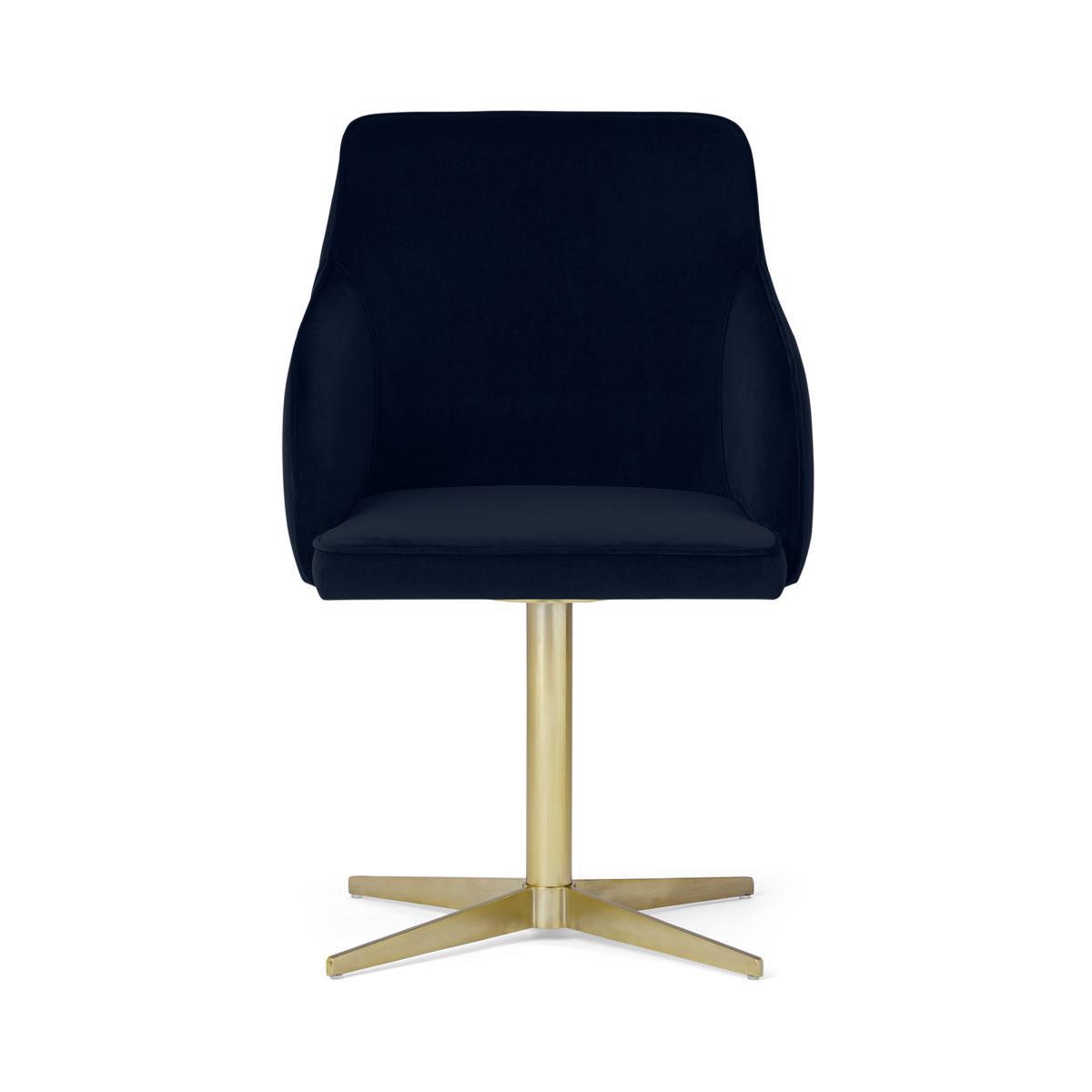 Keira Office Chair, Monarch Blue Velvet with Brass Legs – image 2