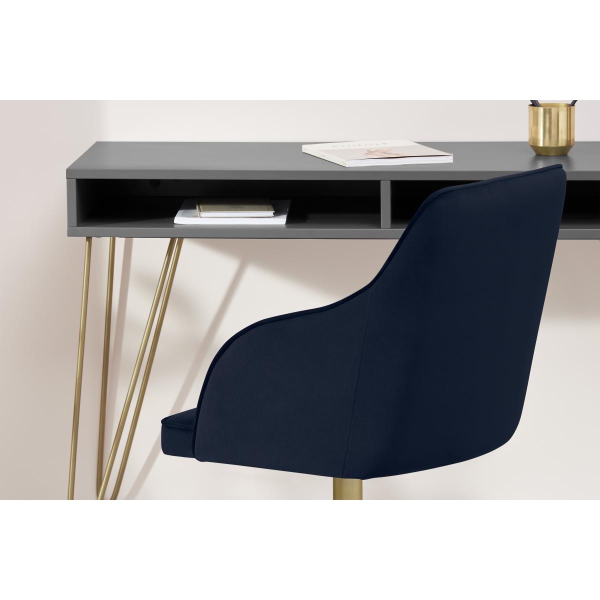 Keira Office Chair, Monarch Blue Velvet with Brass Legs – image 5