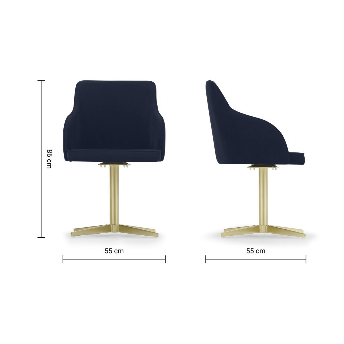 Keira Office Chair, Monarch Blue Velvet with Brass Legs – image 9