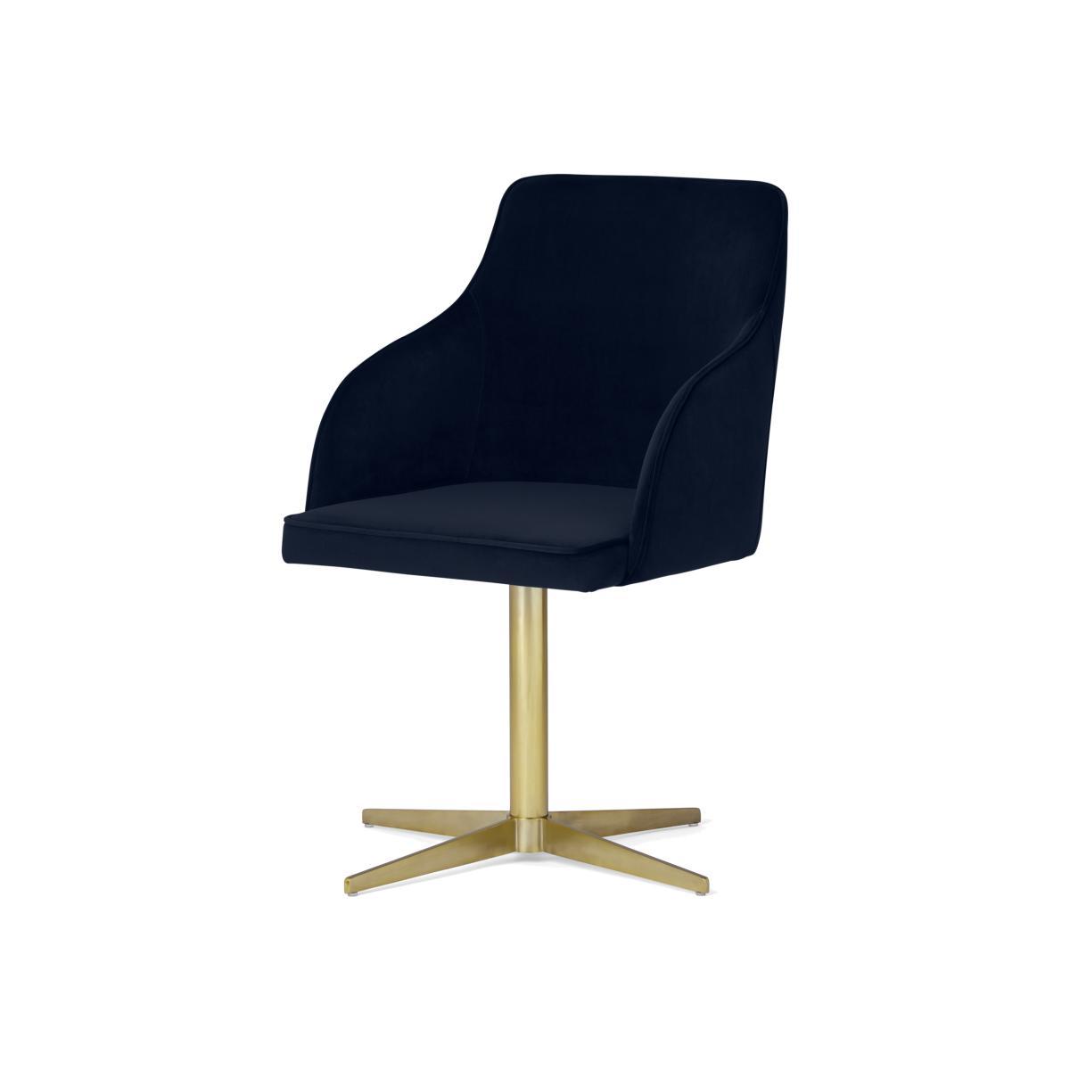 Keira Office Chair, Monarch Blue Velvet with Brass Legs – image 1