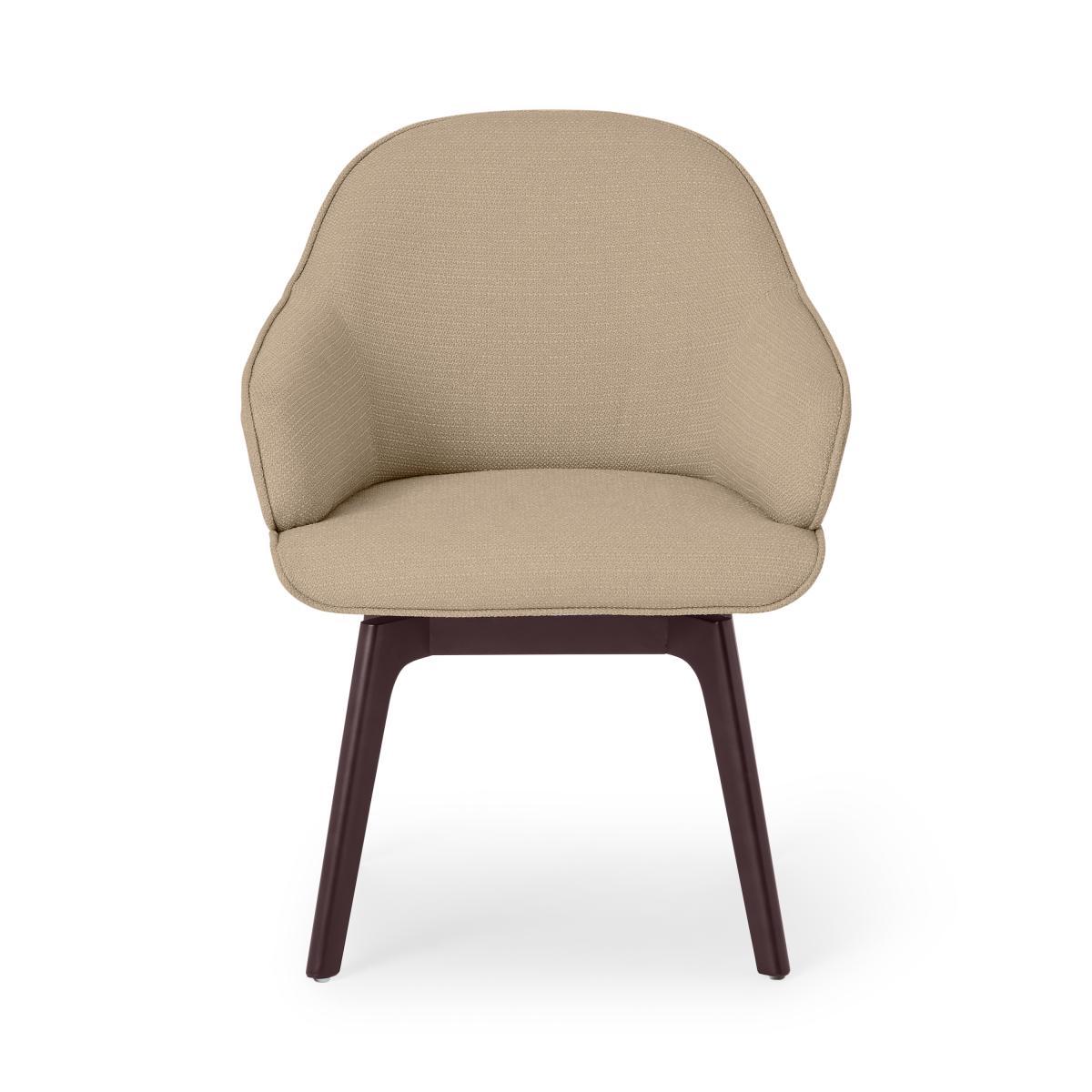 Erdee Office Chair, Soft Beige Weave with Dark Stain Legs – image 2