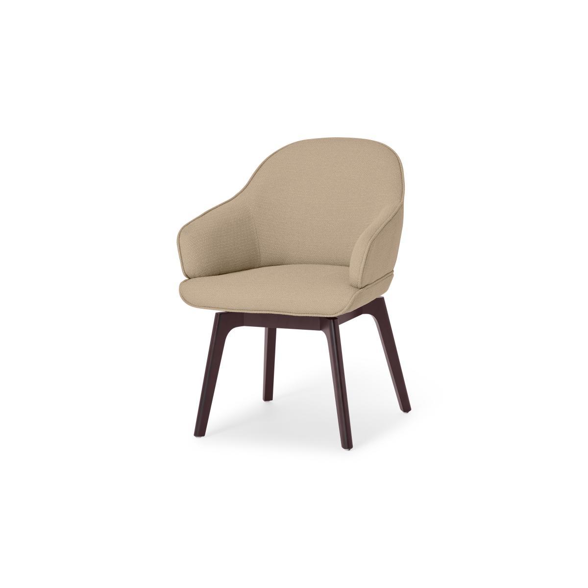 Erdee Office Chair, Soft Beige Weave with Dark Stain Legs – image 3