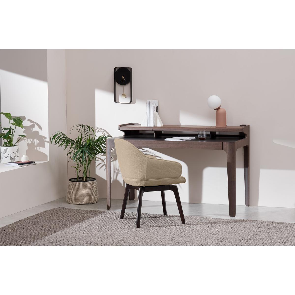 Erdee Office Chair, Soft Beige Weave with Dark Stain Legs – image 4