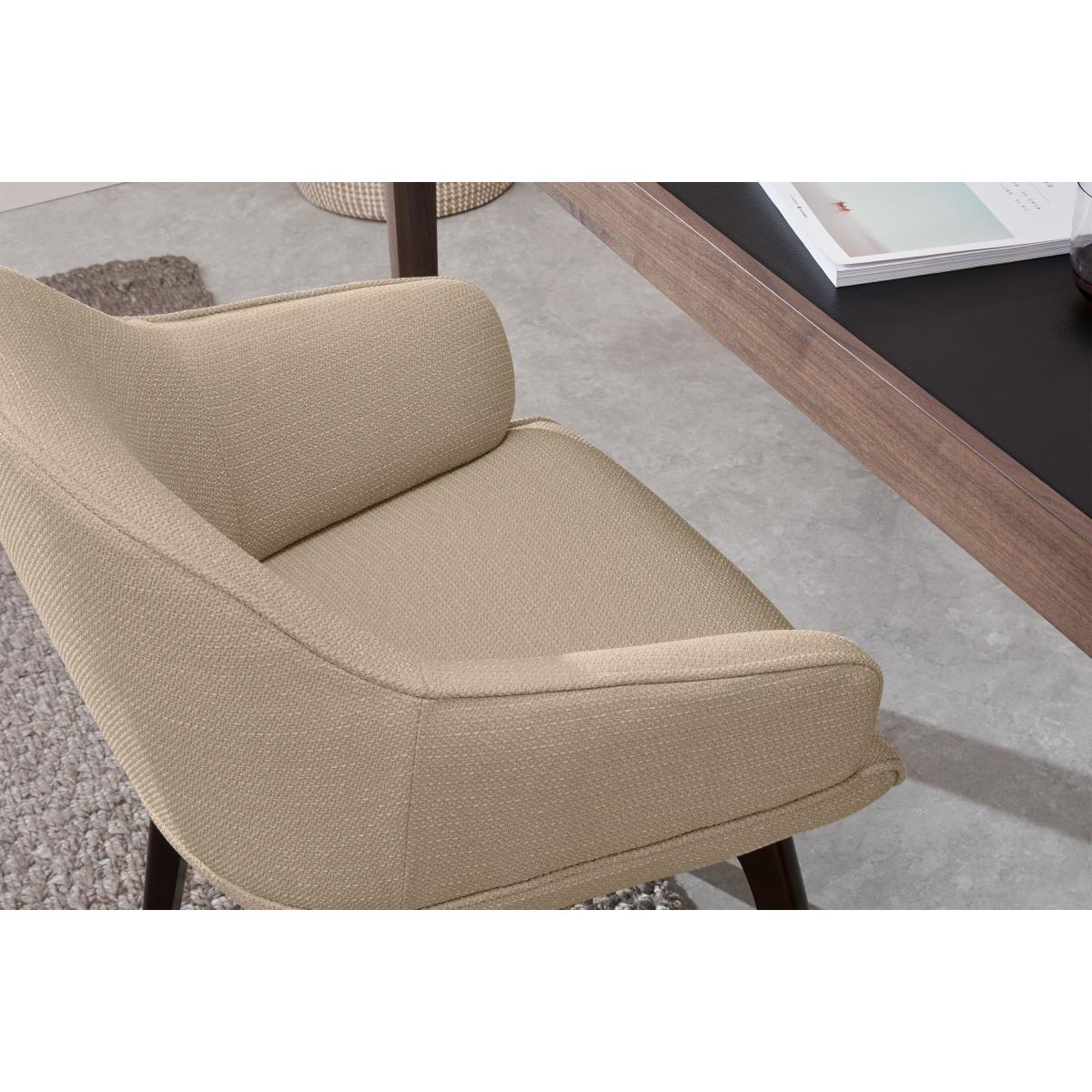 Erdee Office Chair, Soft Beige Weave with Dark Stain Legs – image 5