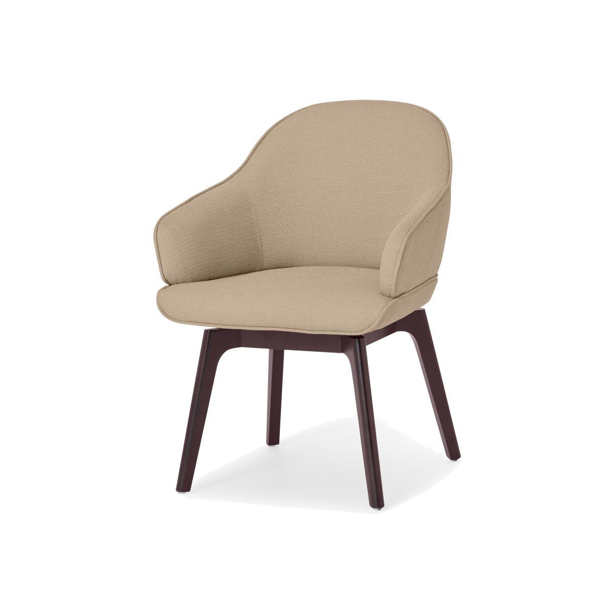 Erdee Office Chair, Soft Beige Weave with Dark Stain Legs – image 1