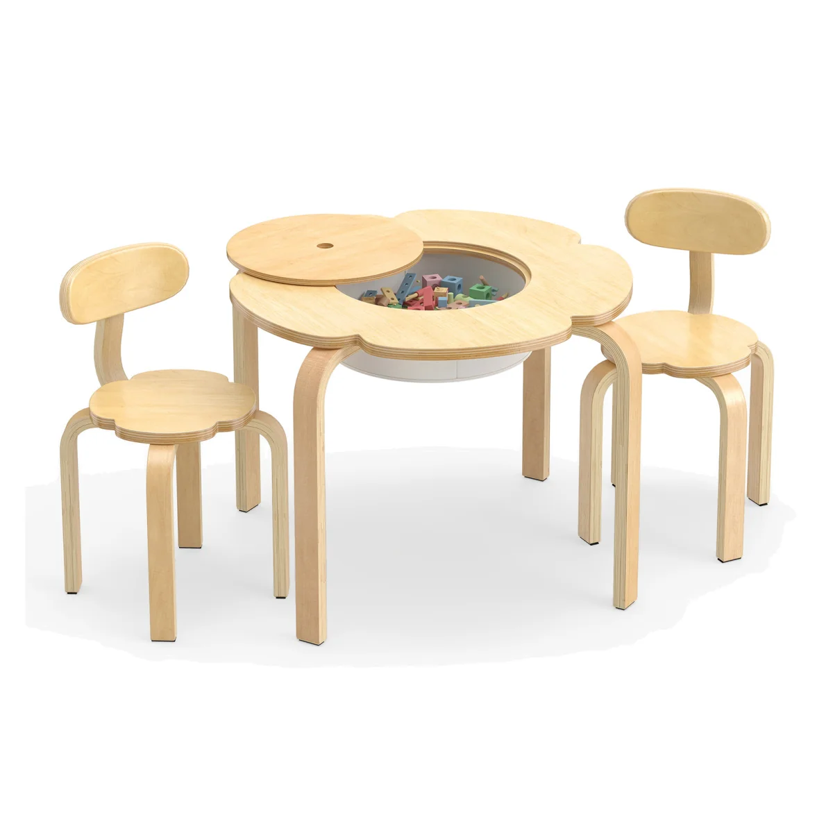 Flower-Shaped Toddler Desk Chair Set - Natural – image 1