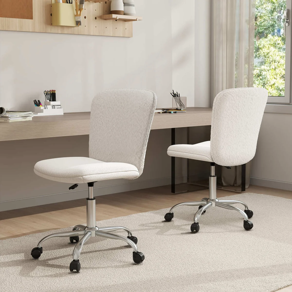 Wheeled Ergonomic Office Chair - White – image 3