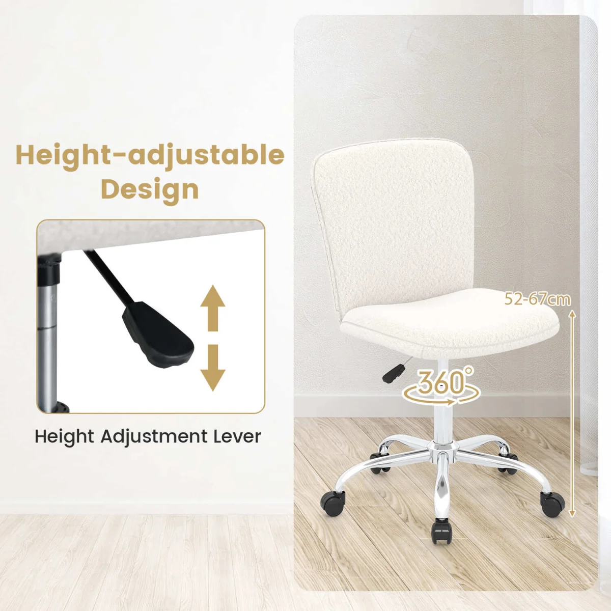 Wheeled Ergonomic Office Chair - White – image 5