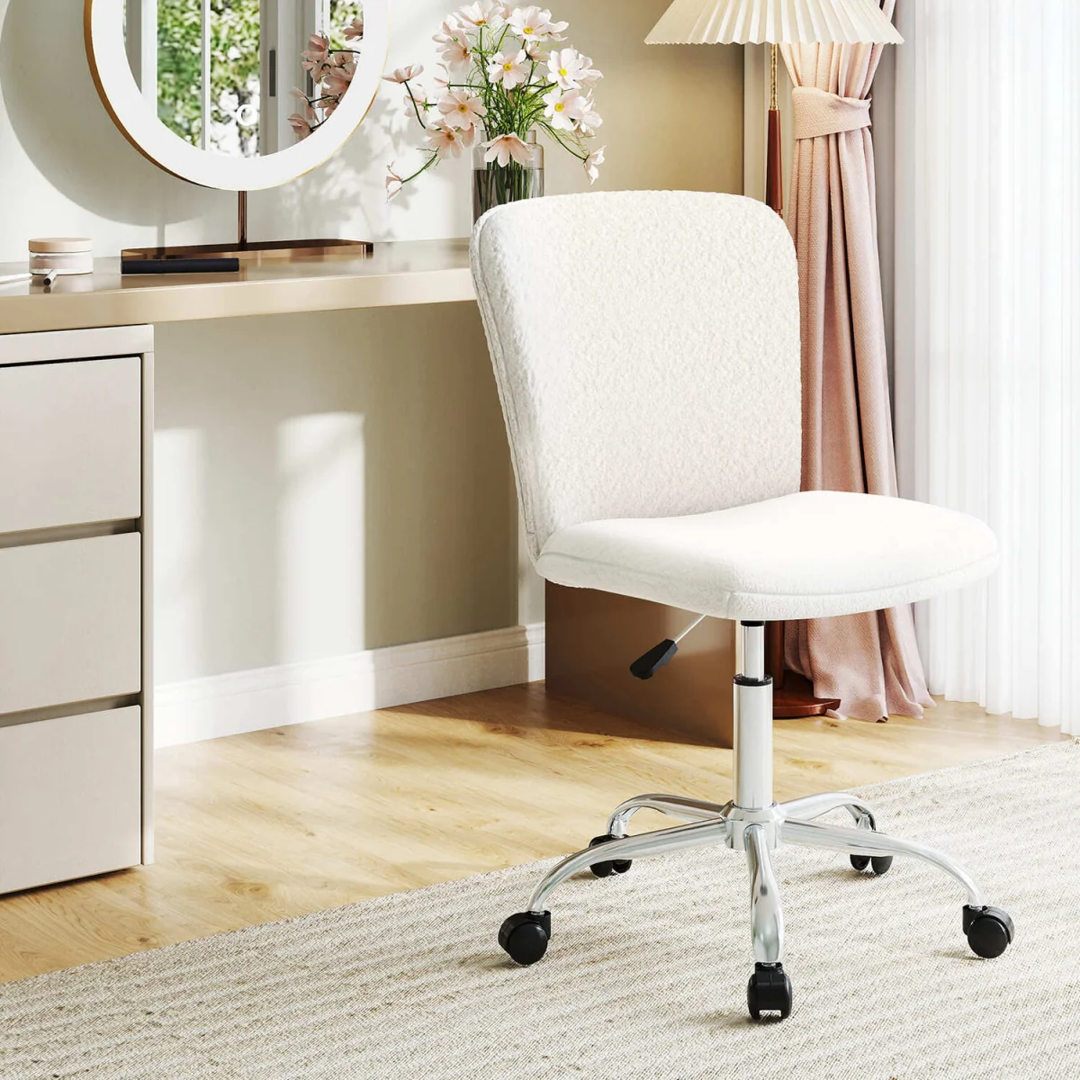 Wheeled Ergonomic Office Chair - White – image 6