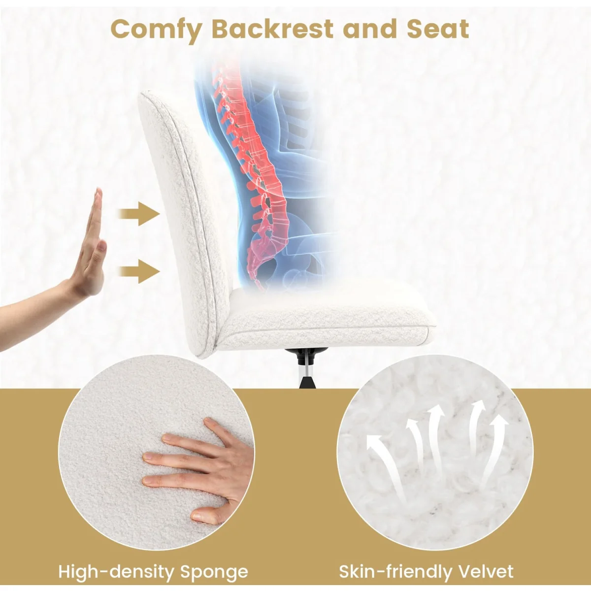 Wheeled Ergonomic Office Chair - White – image 7