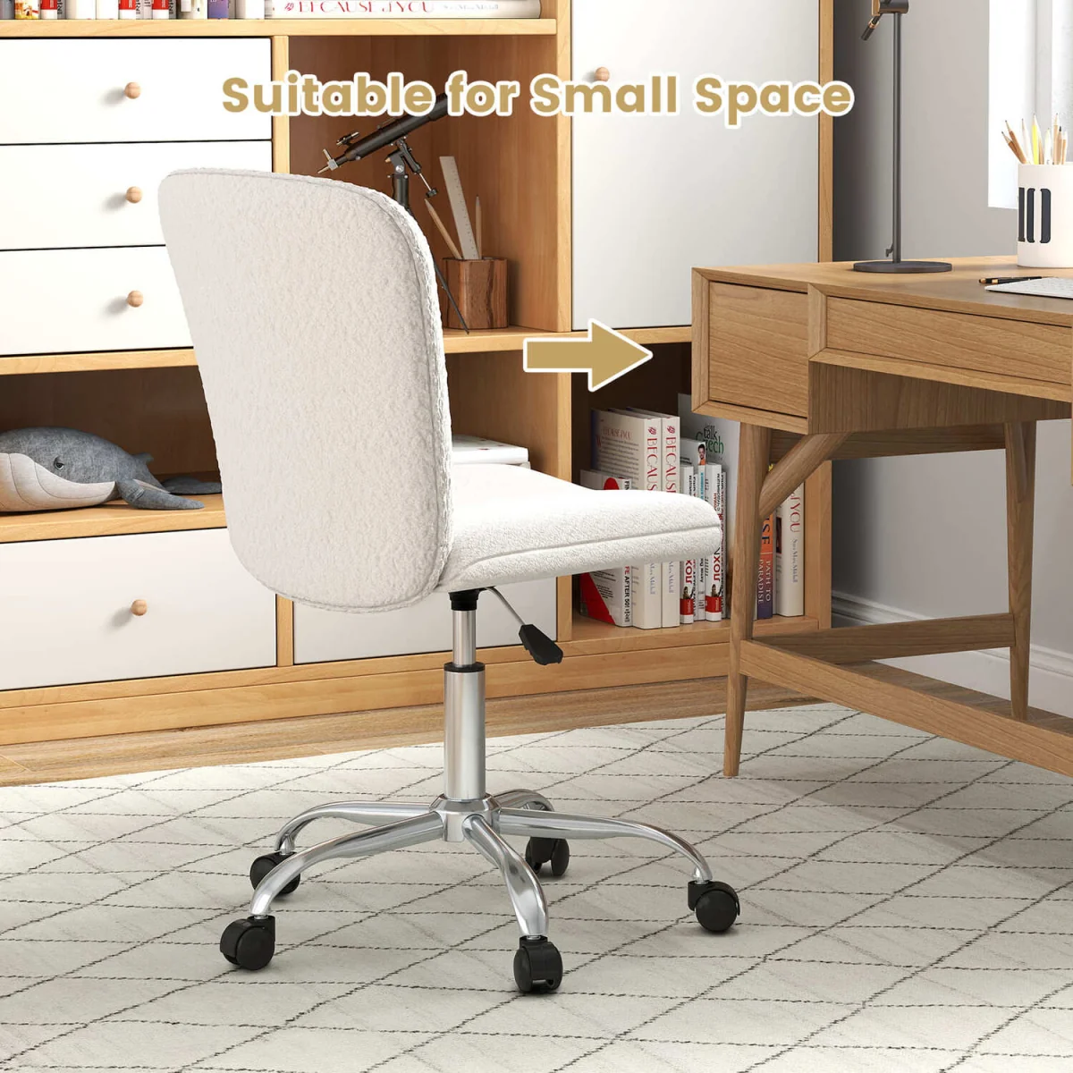 Wheeled Ergonomic Office Chair - White – image 8