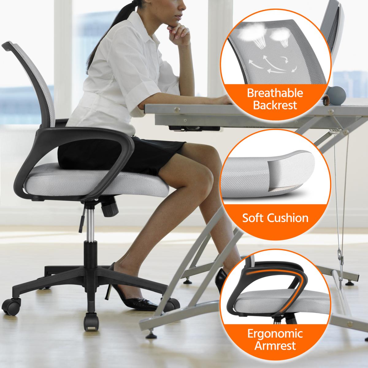 Yaheetech Ergonomic Mesh Office Chair - Grey – image 5