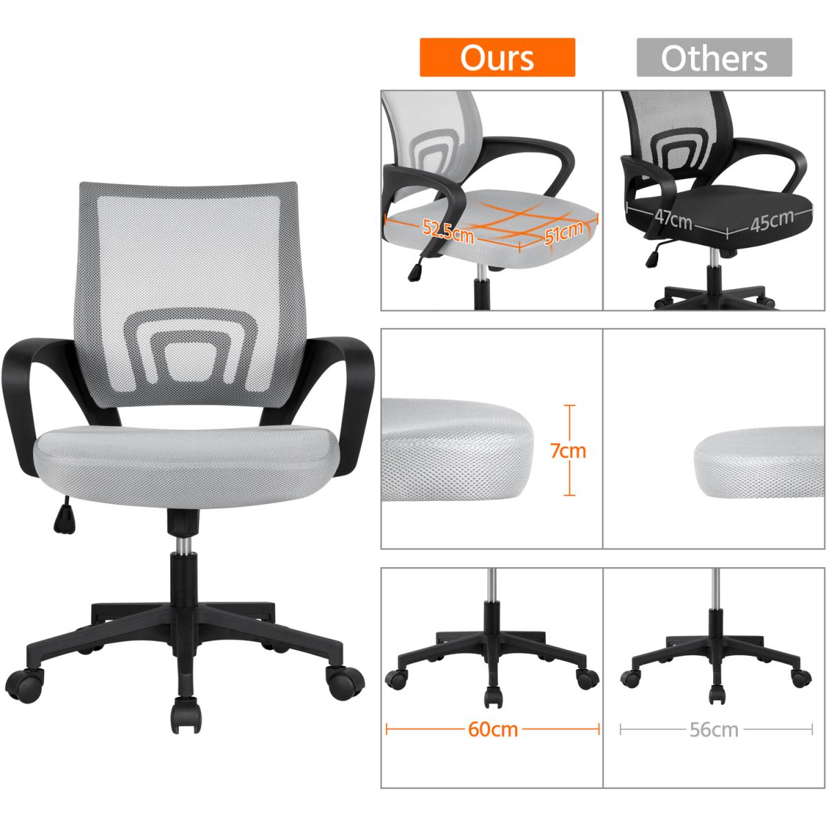 Yaheetech Ergonomic Mesh Office Chair - Grey – image 7